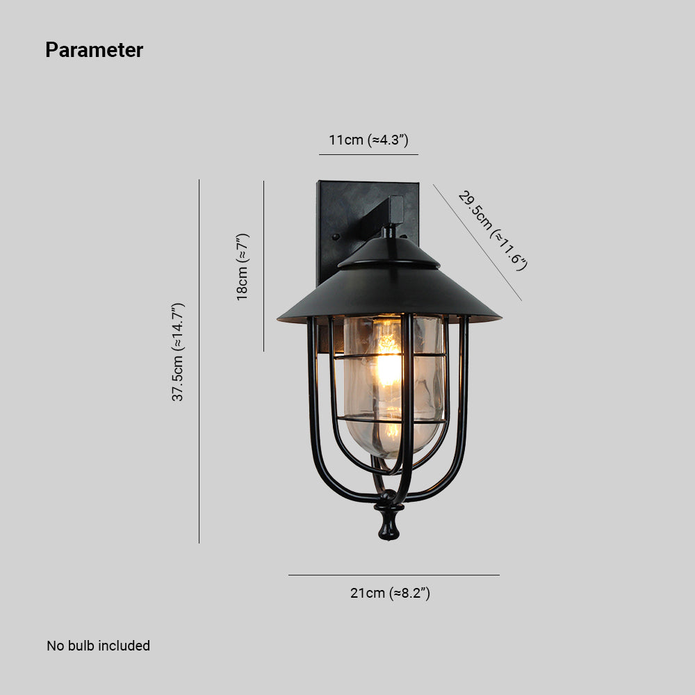 Ray Vintage Lantern Shaped Metal Outdoor Wall Lamp, Black - Neutralighting