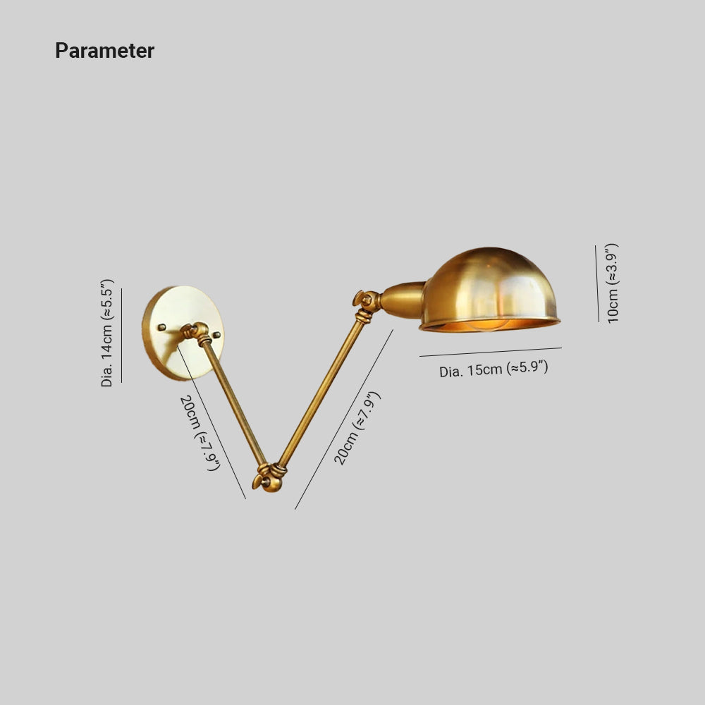 Epoch Vintage Semi-sphere Metal Swing Arm Foldable Wall Lamp, Bronze - Neutralighting