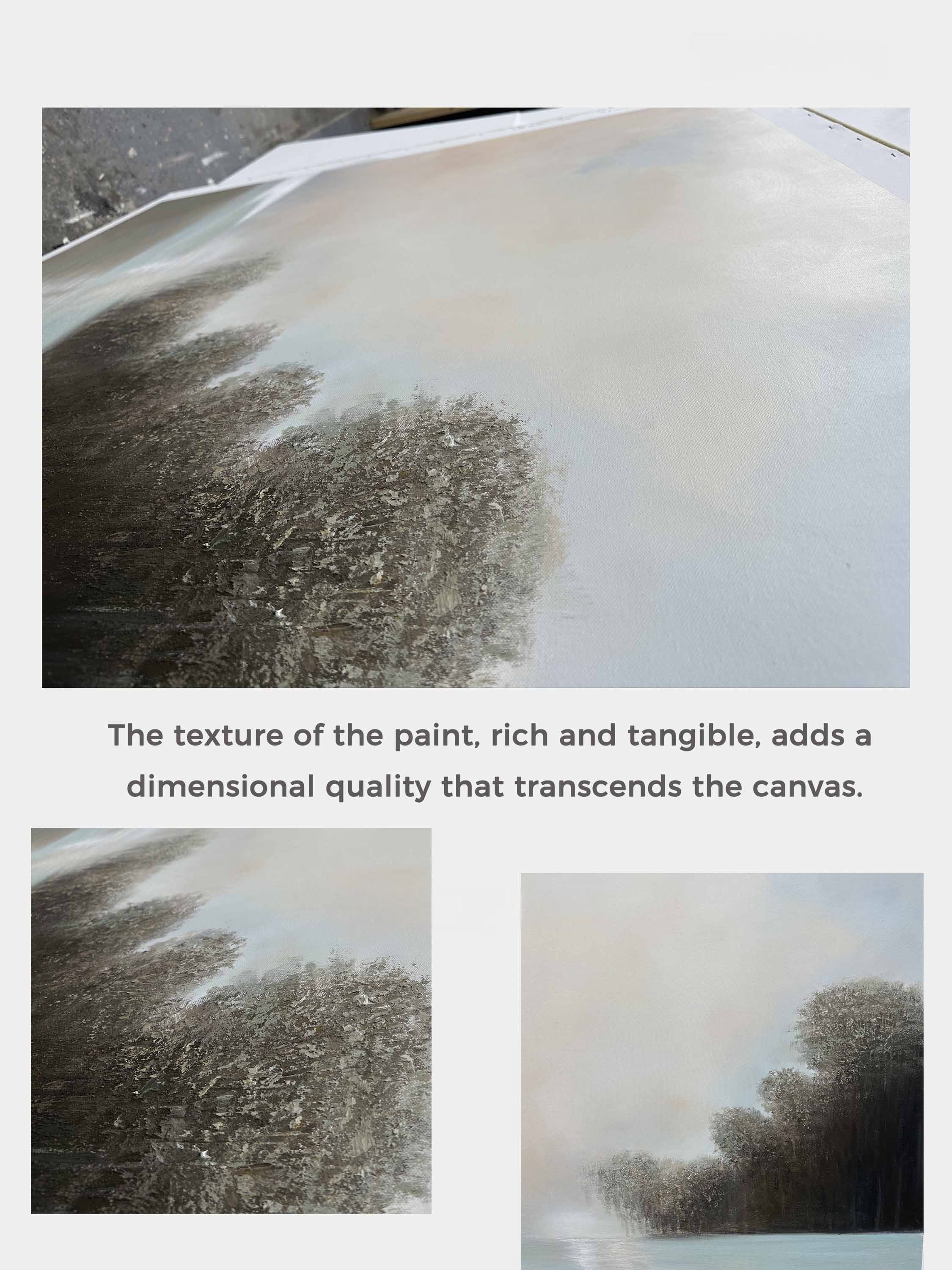 Serene Misty Lake Landscape Canvas Wall Art