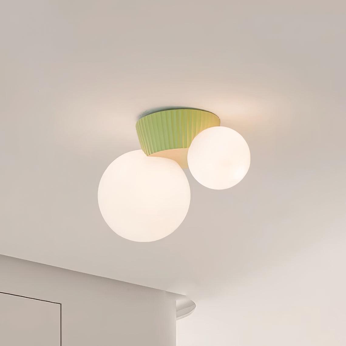 Ceiling Light Playful Asymmetry with Dual Frosted Glass Globes - Neutralighting