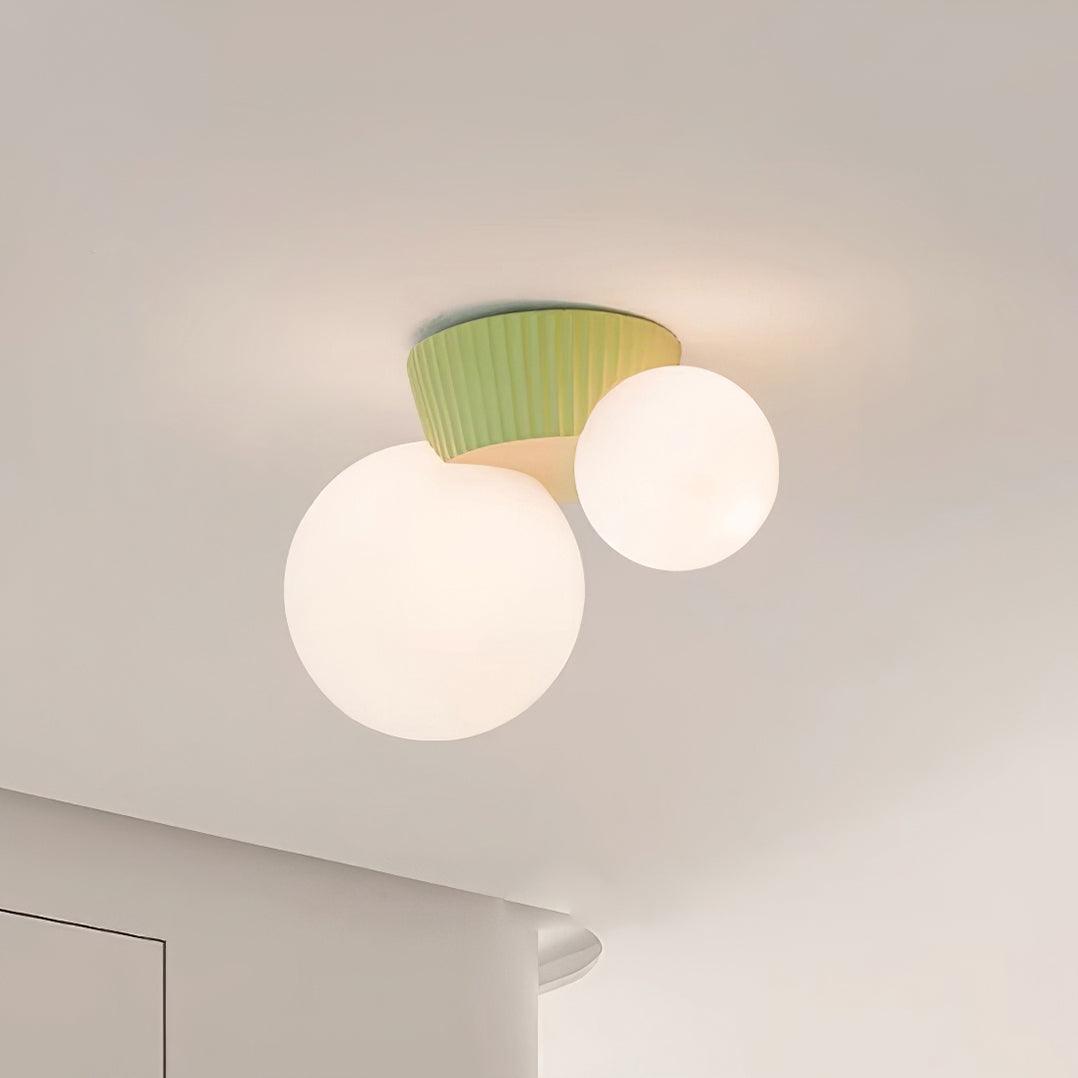 Ceiling Light Playful Asymmetry with Dual Frosted Glass Globes - Neutralighting
