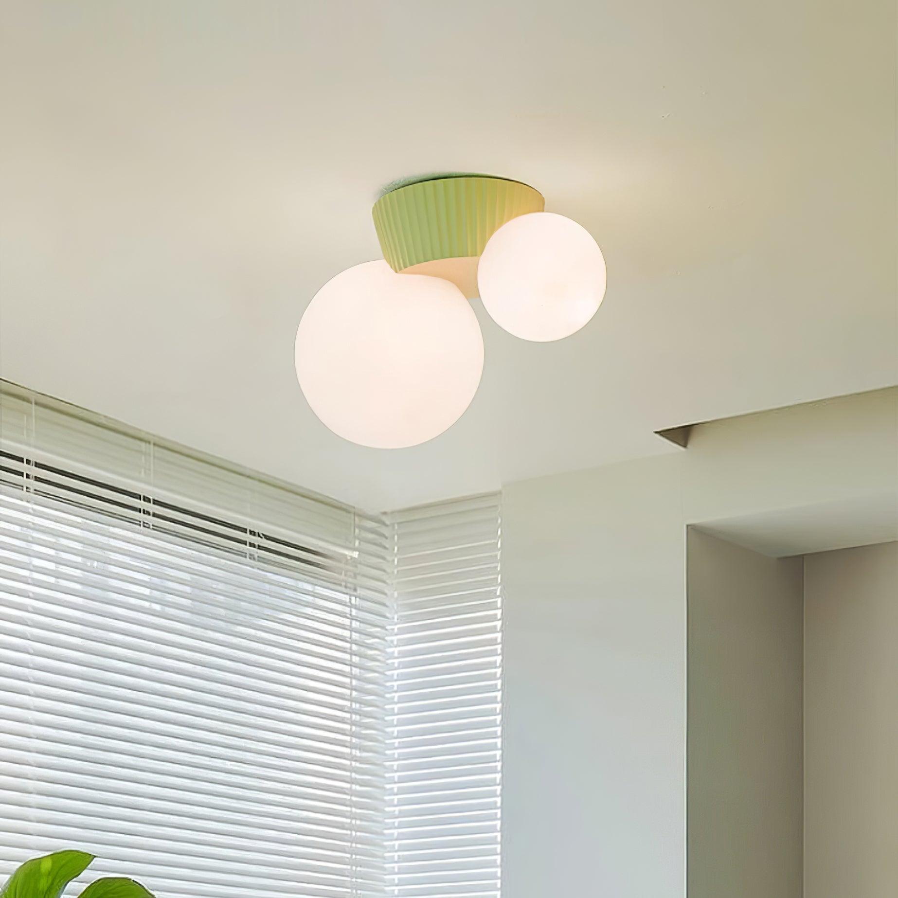 Ceiling Light Playful Asymmetry with Dual Frosted Glass Globes - Neutralighting