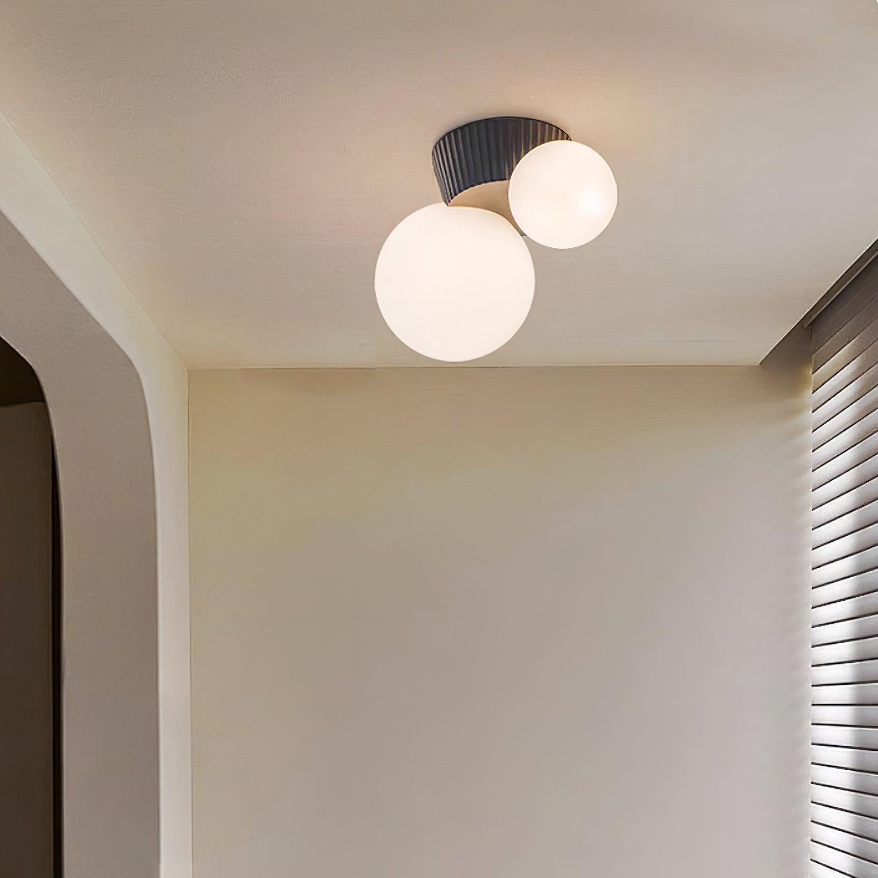 Ceiling Light Playful Asymmetry with Dual Frosted Glass Globes - Neutralighting