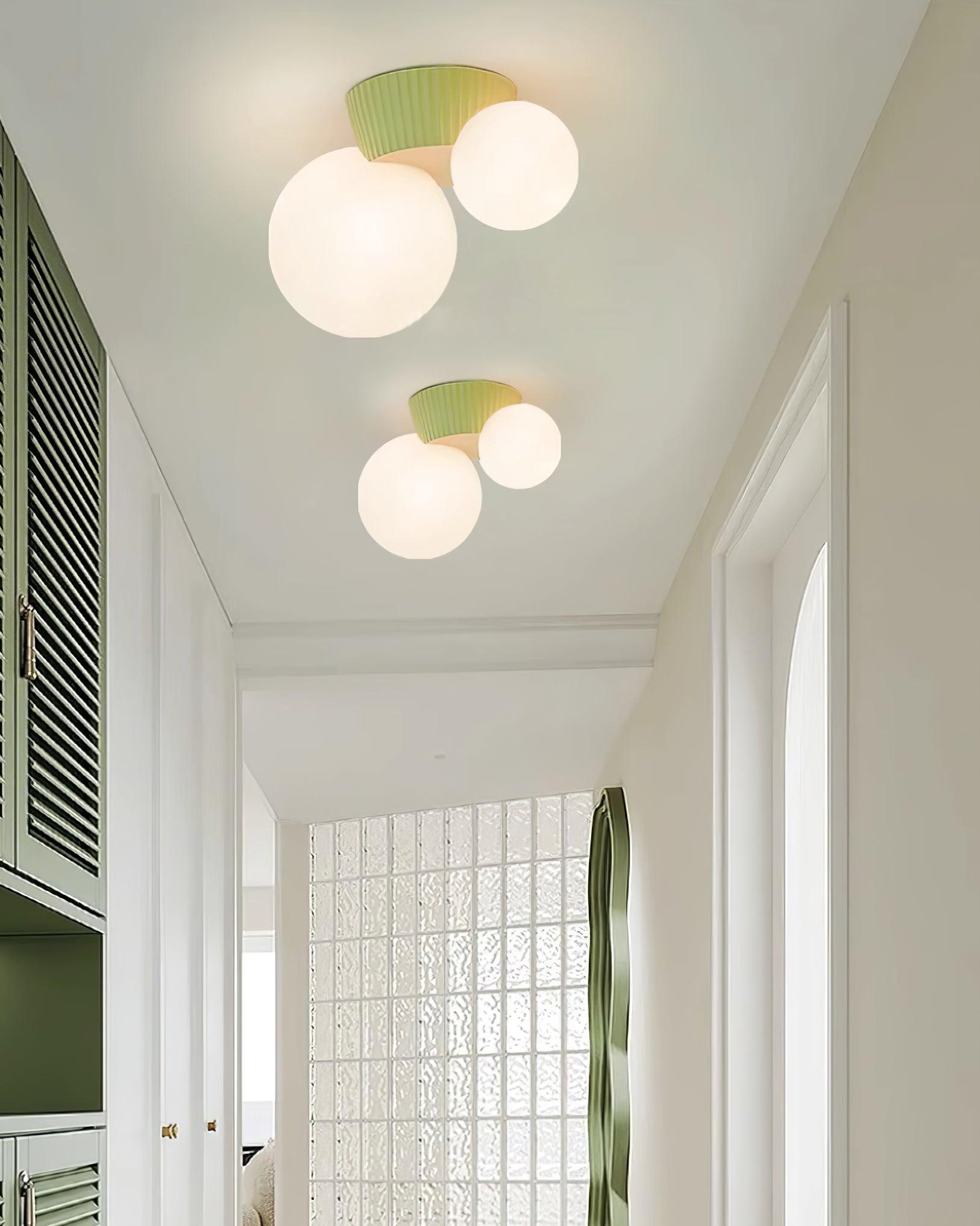 Ceiling Light Playful Asymmetry with Dual Frosted Glass Globes - Neutralighting