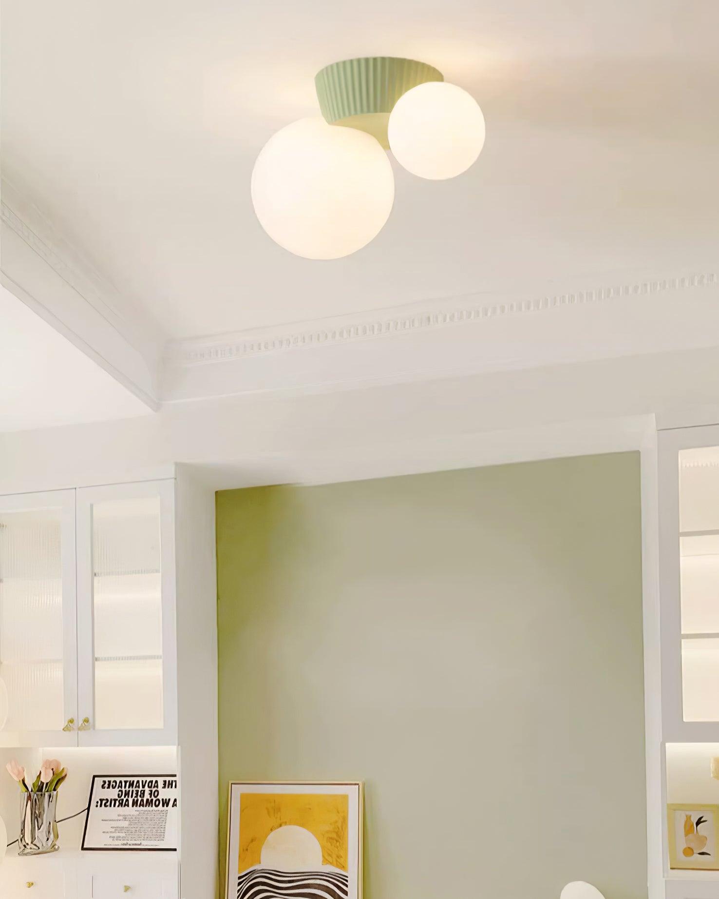 Ceiling Light Playful Asymmetry with Dual Frosted Glass Globes - Neutralighting
