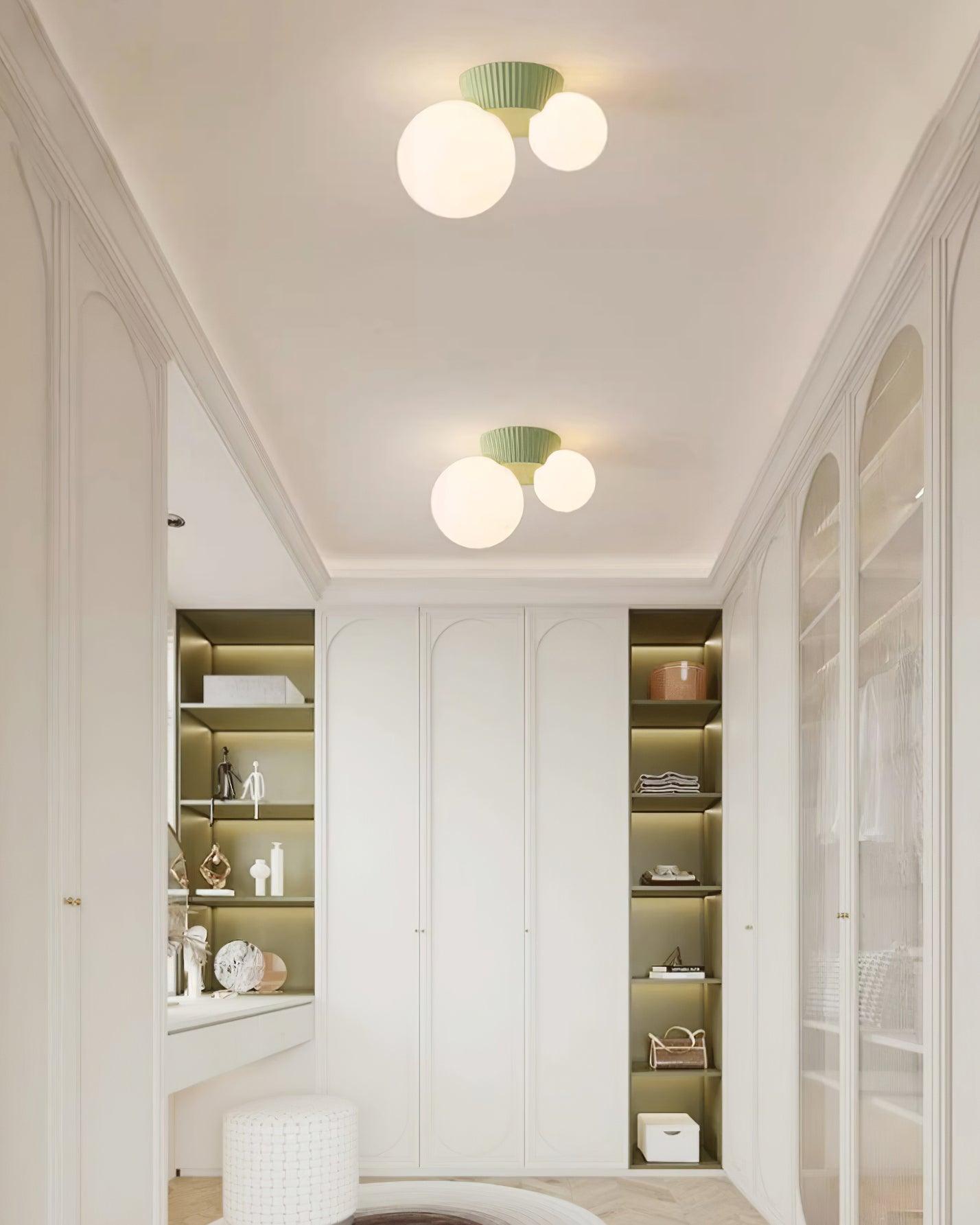 Ceiling Light Playful Asymmetry with Dual Frosted Glass Globes - Neutralighting