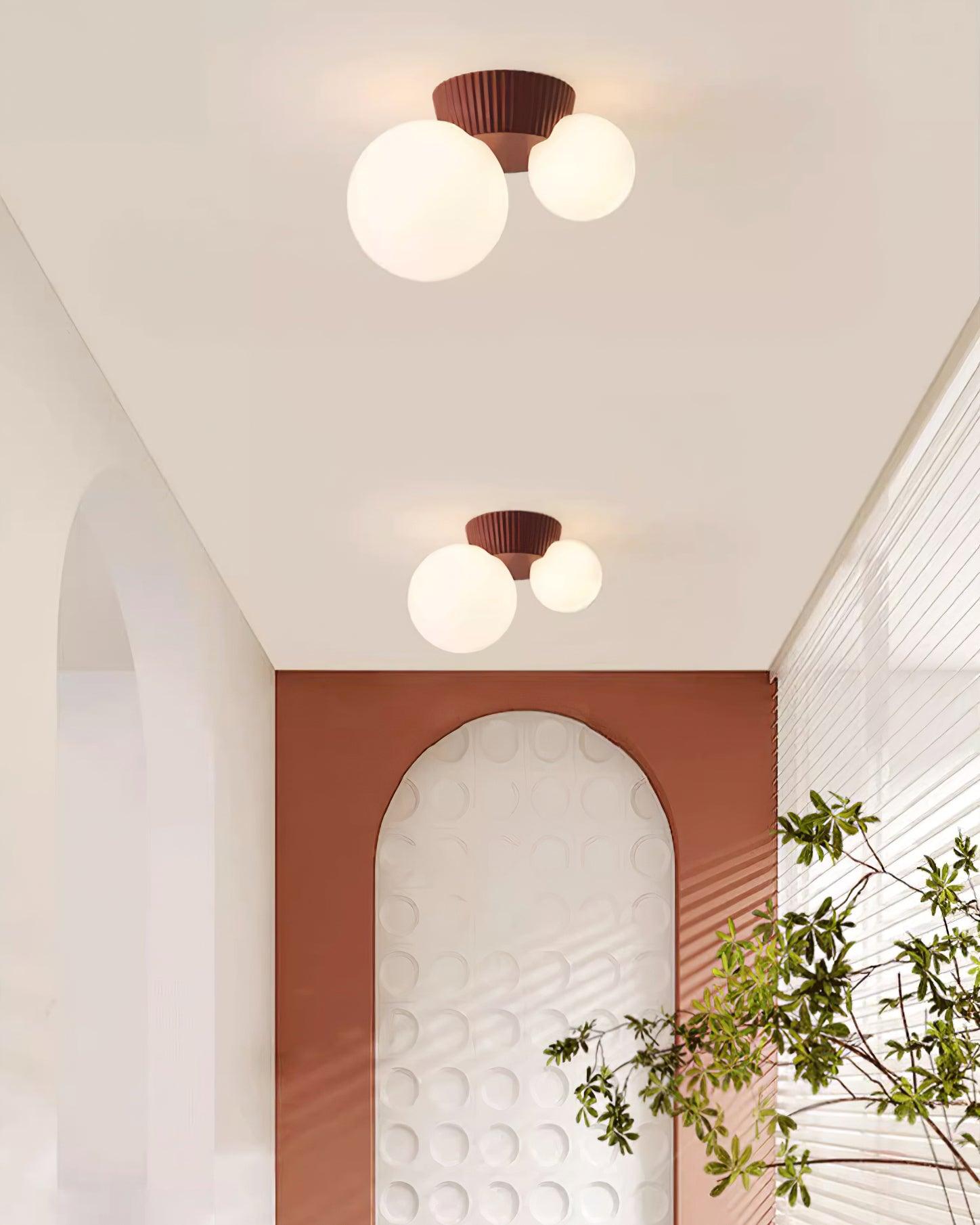 Ceiling Light Playful Asymmetry with Dual Frosted Glass Globes - Neutralighting