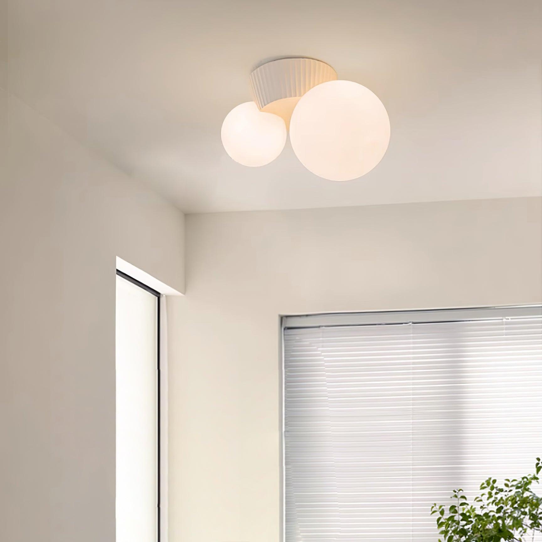 Ceiling Light Playful Asymmetry with Dual Frosted Glass Globes - Neutralighting