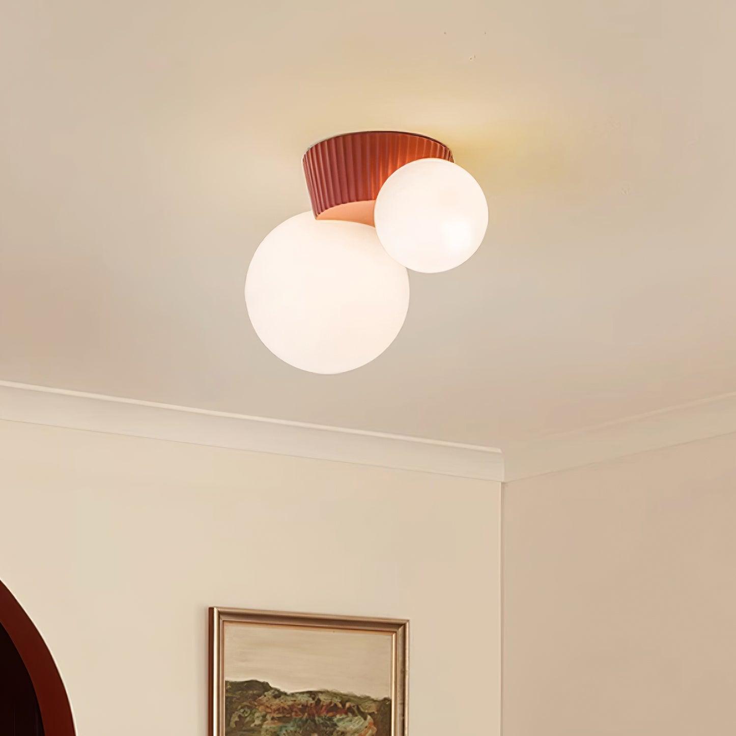 Ceiling Light Playful Asymmetry with Dual Frosted Glass Globes - Neutralighting