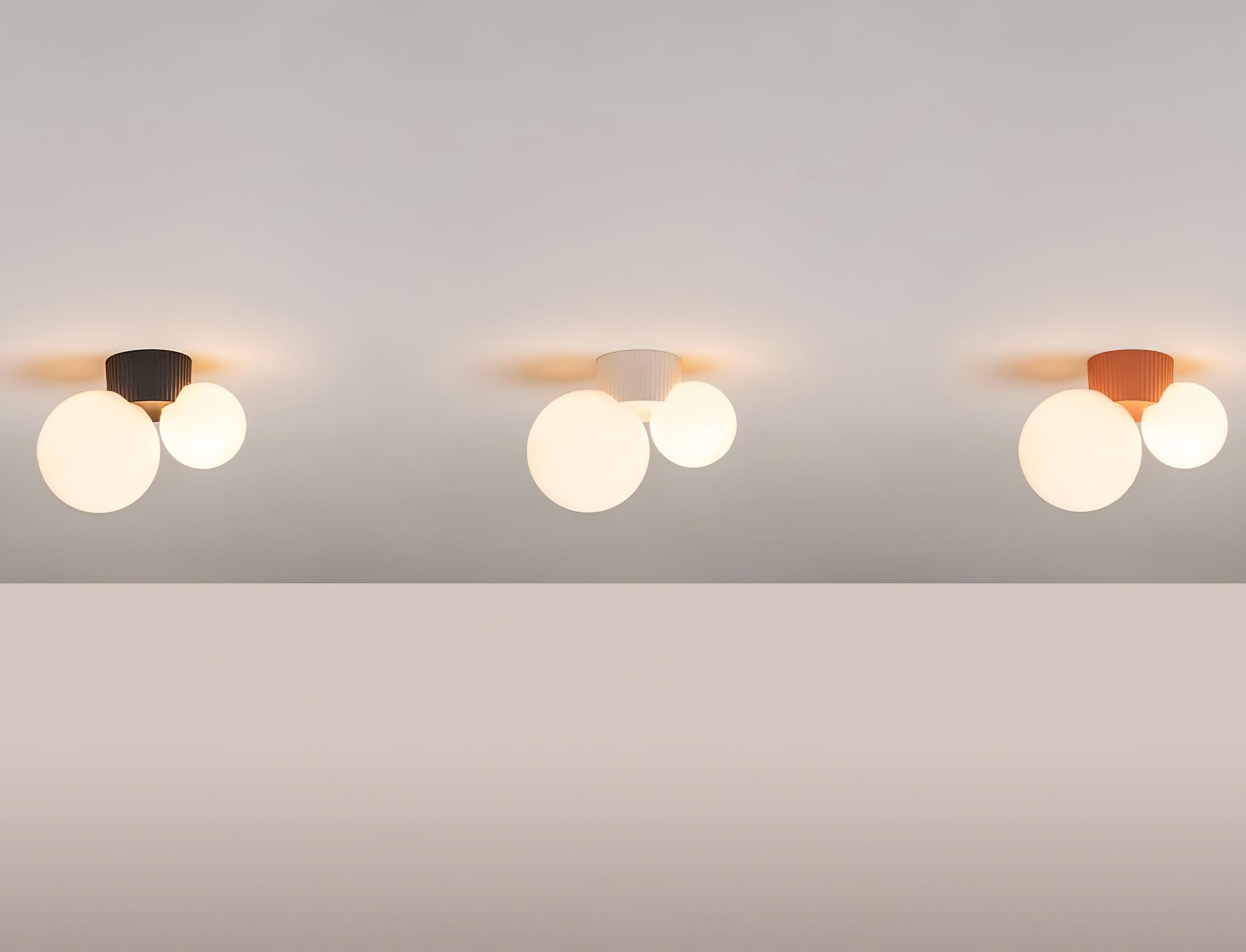 Ceiling Light Playful Asymmetry with Dual Frosted Glass Globes - Neutralighting