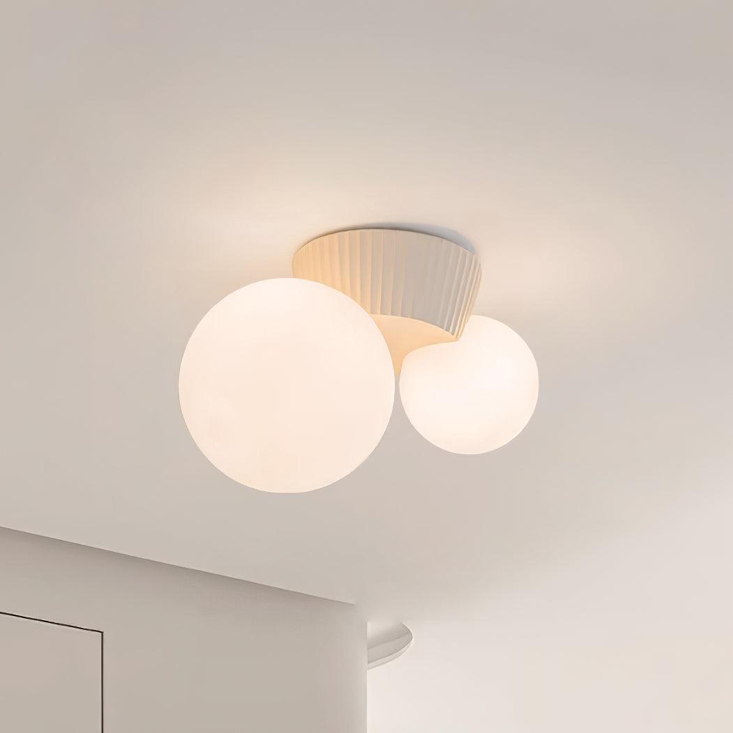 Ceiling Light Playful Asymmetry with Dual Frosted Glass Globes - Neutralighting