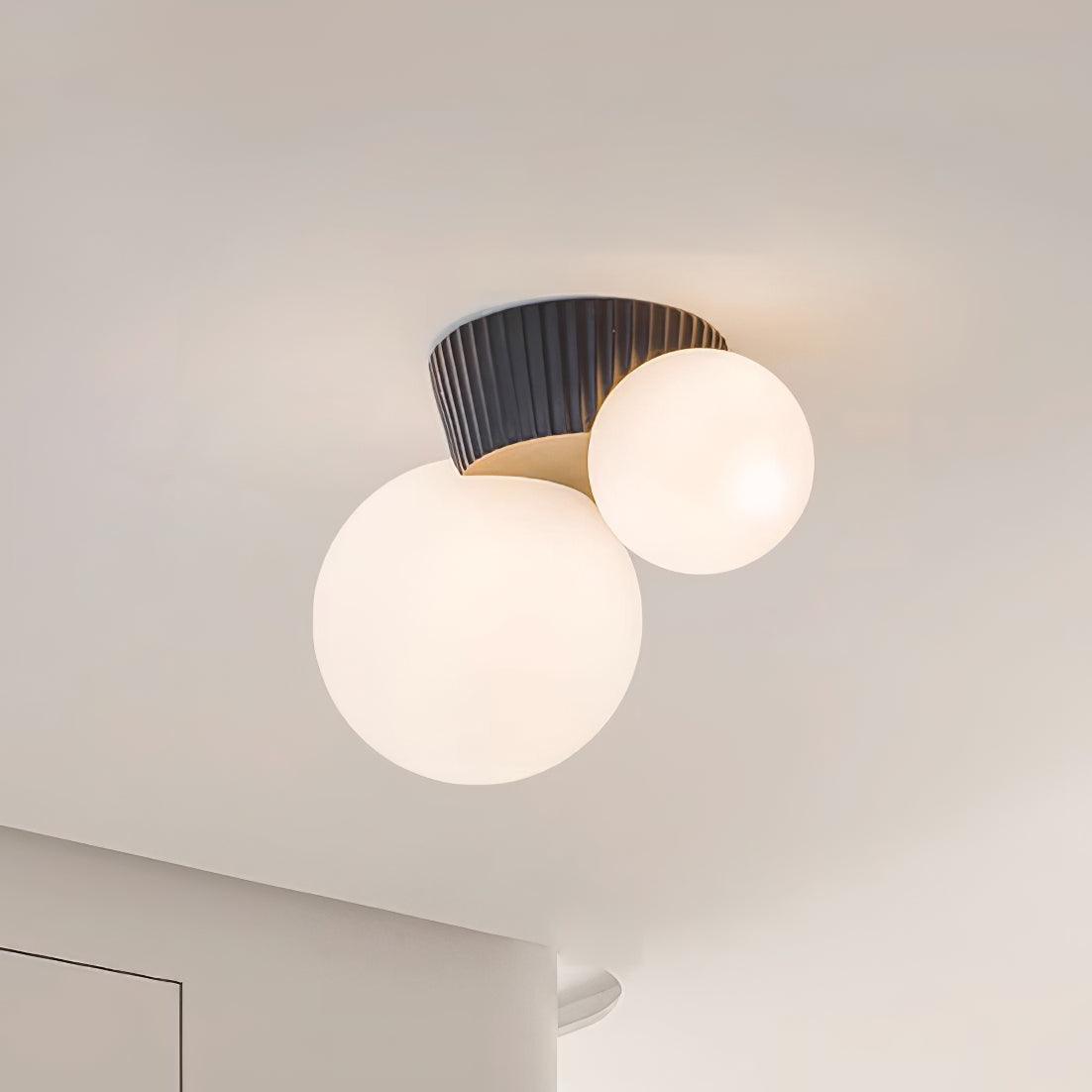 Ceiling Light Playful Asymmetry with Dual Frosted Glass Globes - Neutralighting