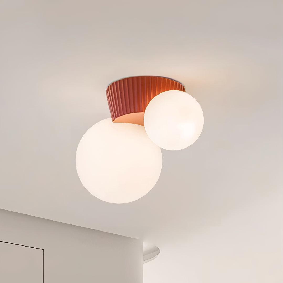 Ceiling Light Playful Asymmetry with Dual Frosted Glass Globes - Neutralighting