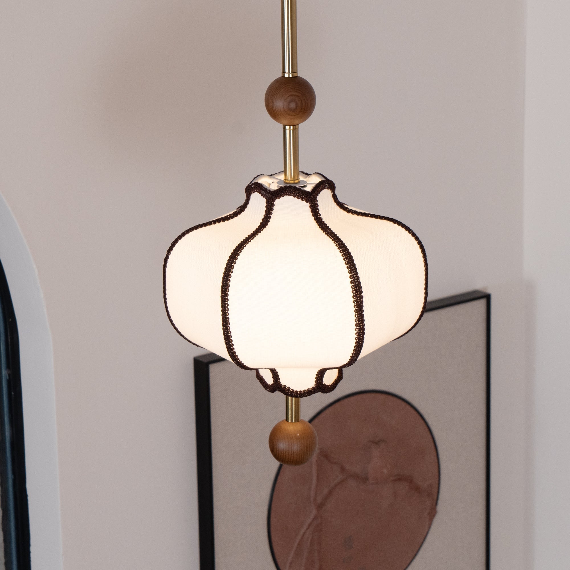 Aura Pendant Light Lantern Fabric - Neutralighting