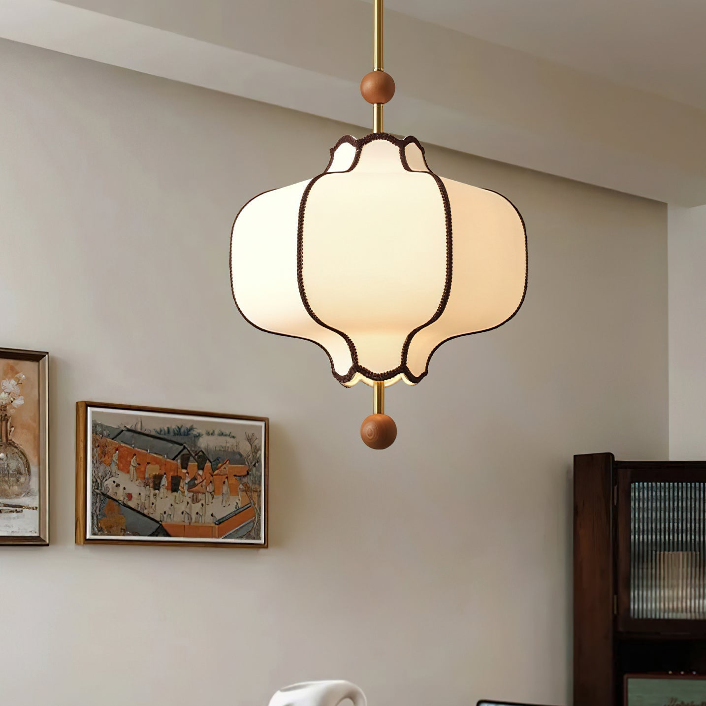 Aura Pendant Light Lantern Fabric - Neutralighting