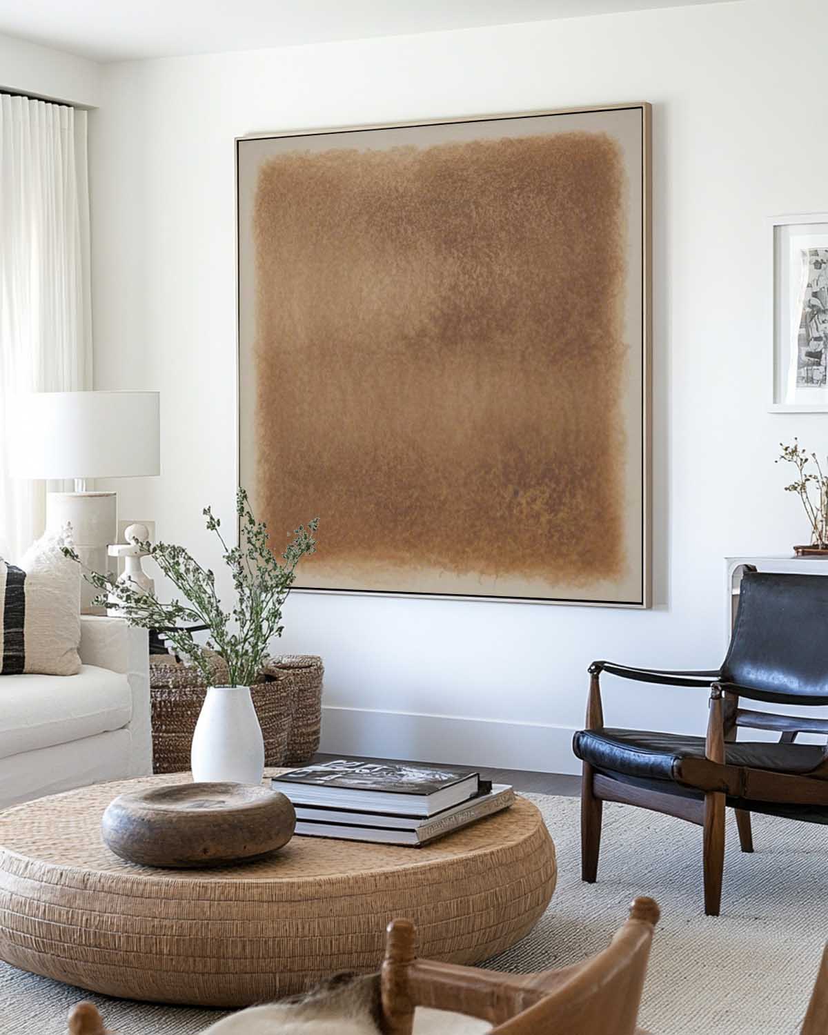 Warm‑Brown‑Taupe Square Gradient Minimalist Abstract Textured Artwork