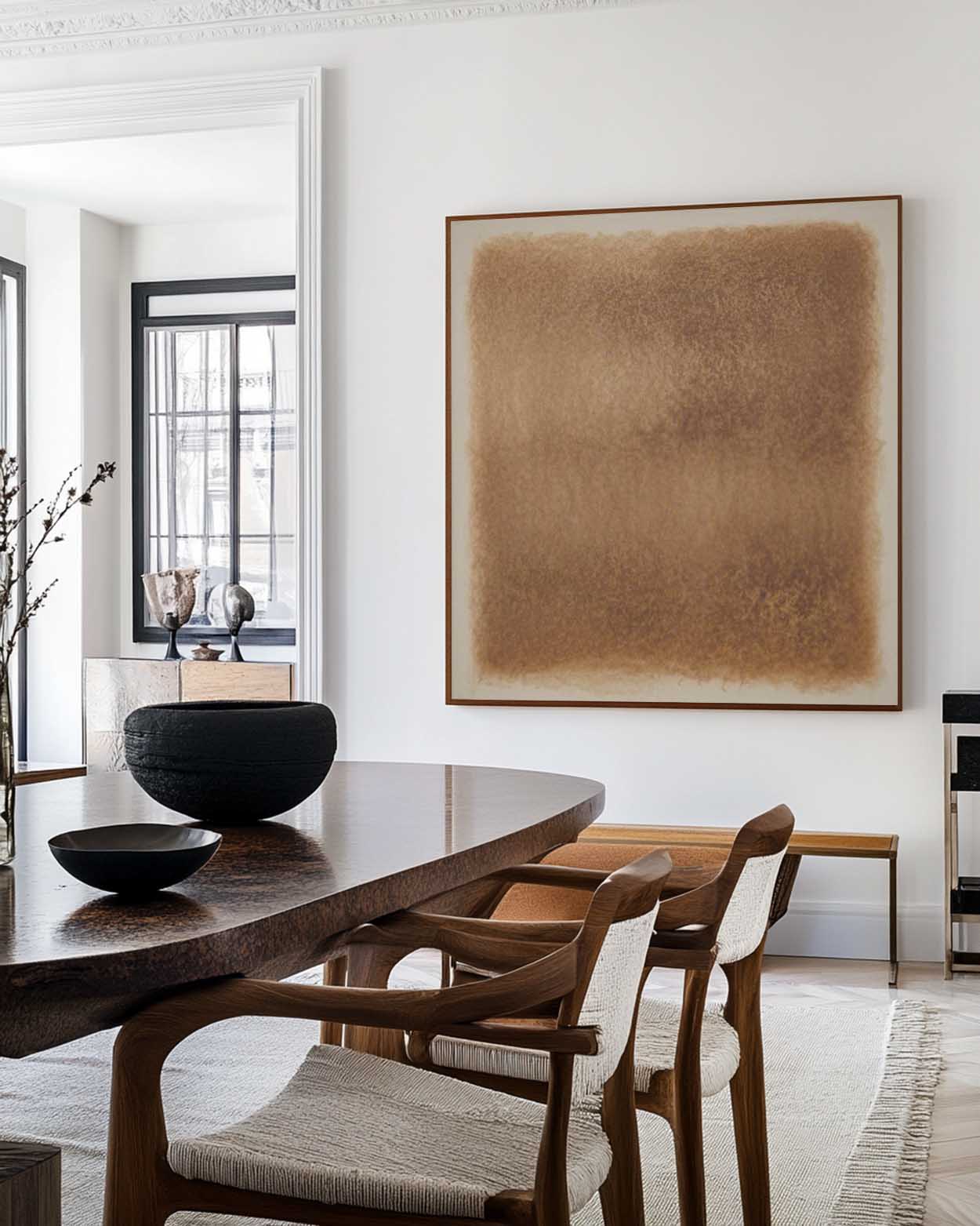 Warm‑Brown‑Taupe Square Gradient Minimalist Abstract Textured Artwork