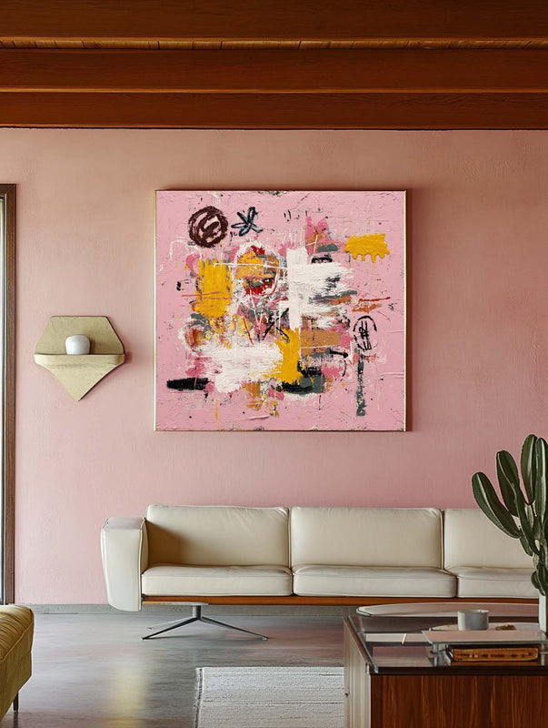Textured Pink Abstract Expressionist Painting