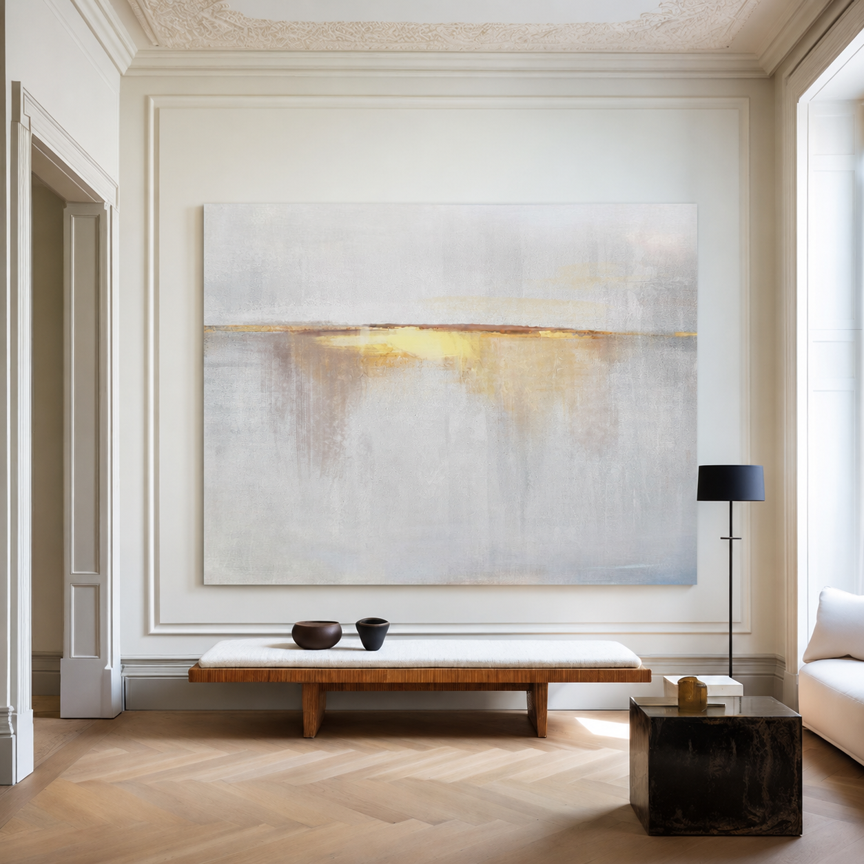 Golden Horizon Minimalist Abstract Textured Wall Art