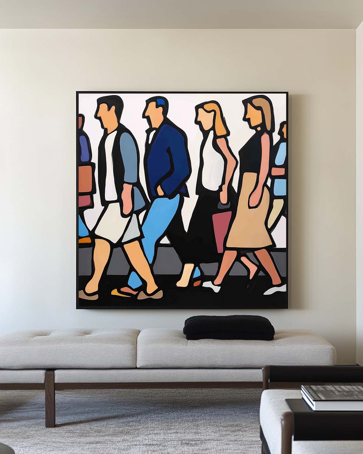 Modern City Commuters Pop Art Painting