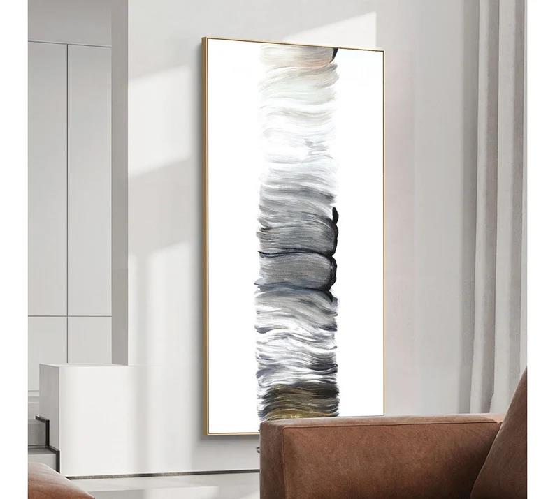 Minimalist Black White Vertical Abstract Wall Art