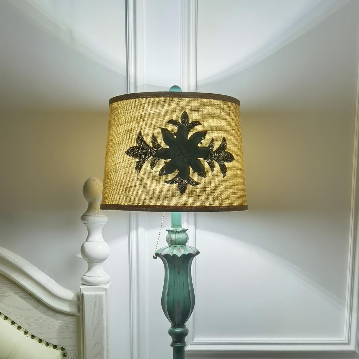 Eryn Floor Lamp Table Vintage, Metal/Resin, Green, Living Room - Neutralighting