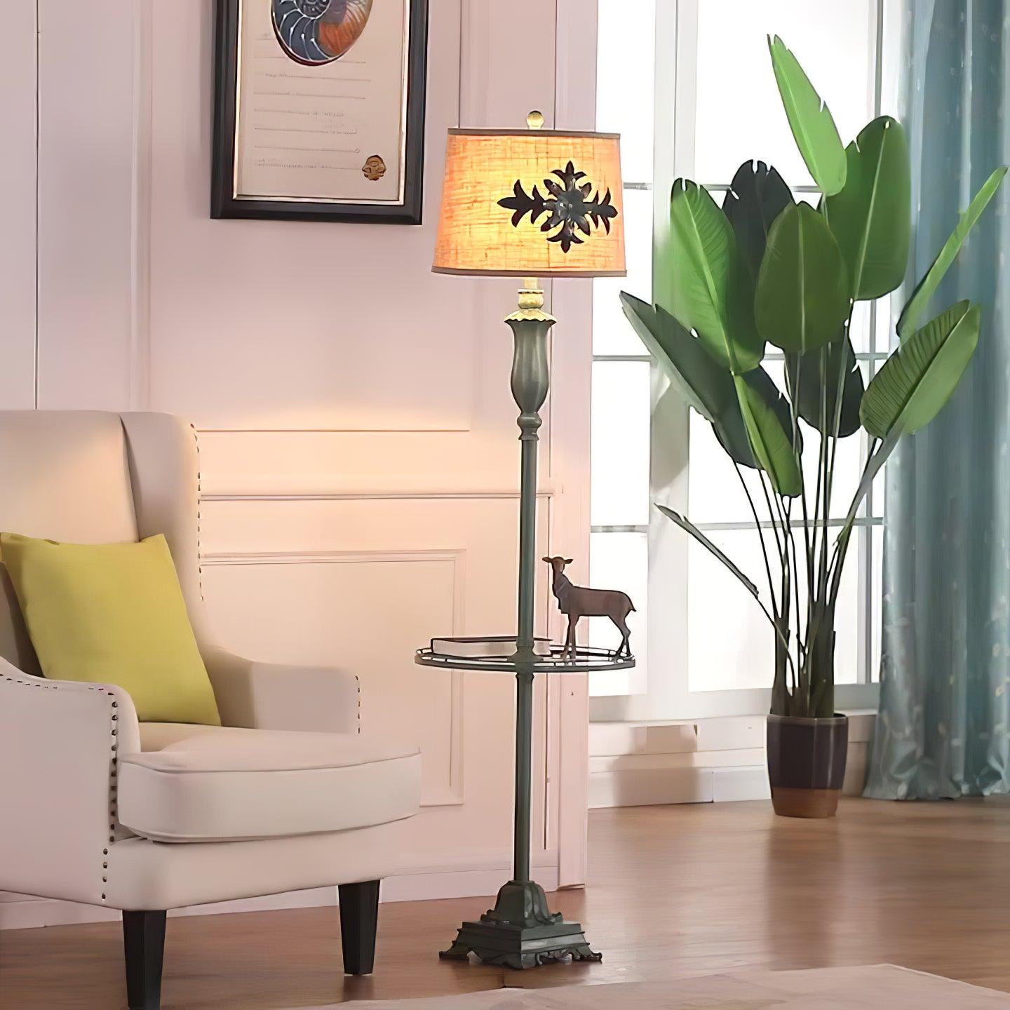 Eryn Floor Lamp Table Vintage, Metal/Resin, Green, Living Room - Neutralighting