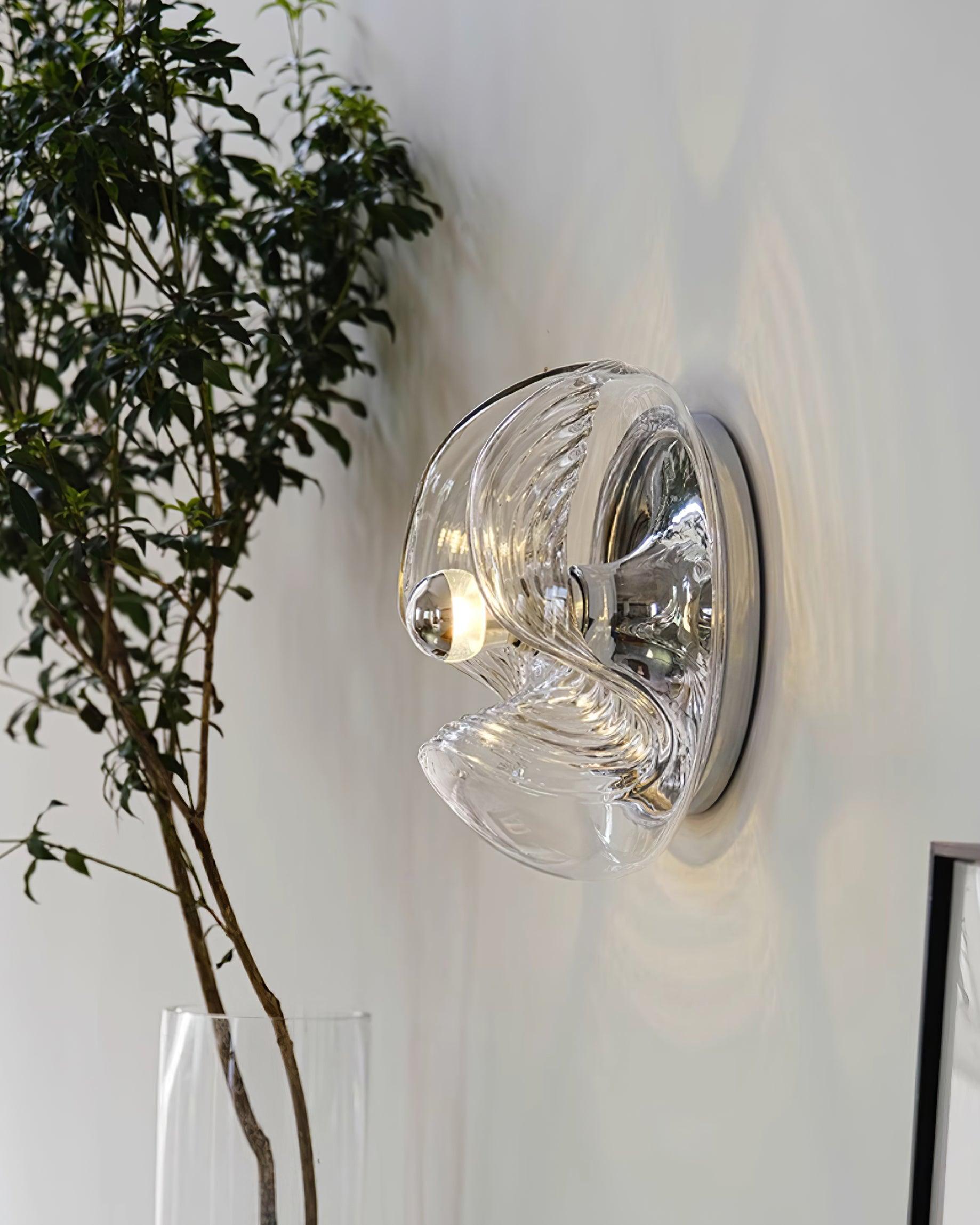 Wall Lamp Swirl Texture Clear Amber Smoke Gray Modern Accent - Neutralighting