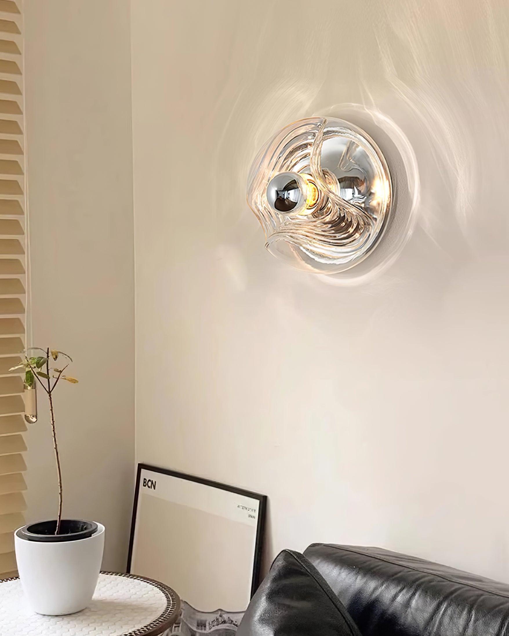 Wall Lamp Swirl Texture Clear Amber Smoke Gray Modern Accent - Neutralighting