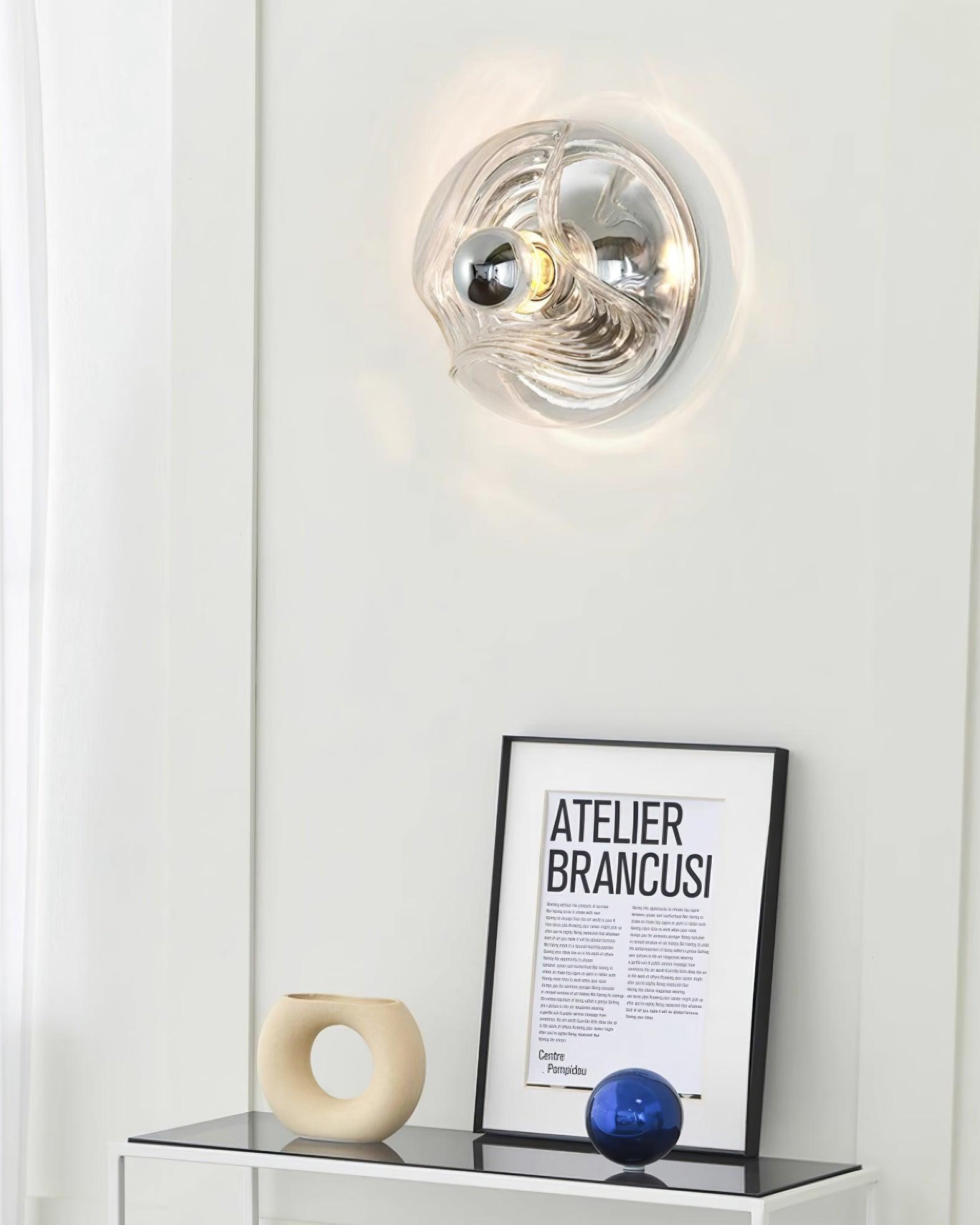 Wall Lamp Swirl Texture Clear Amber Smoke Gray Modern Accent - Neutralighting