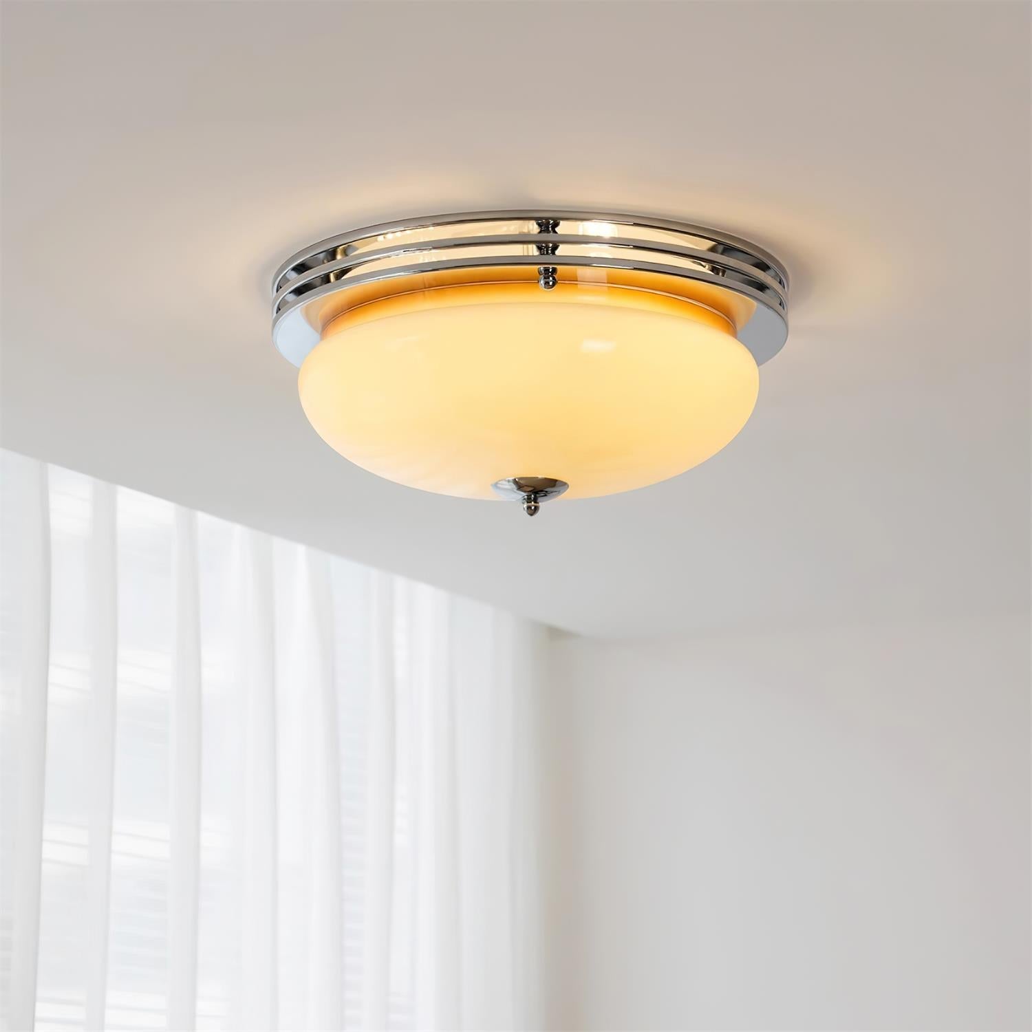 Ceiling Light Metal Canopy and Glass Shade Classic Round Modern - Neutralighting