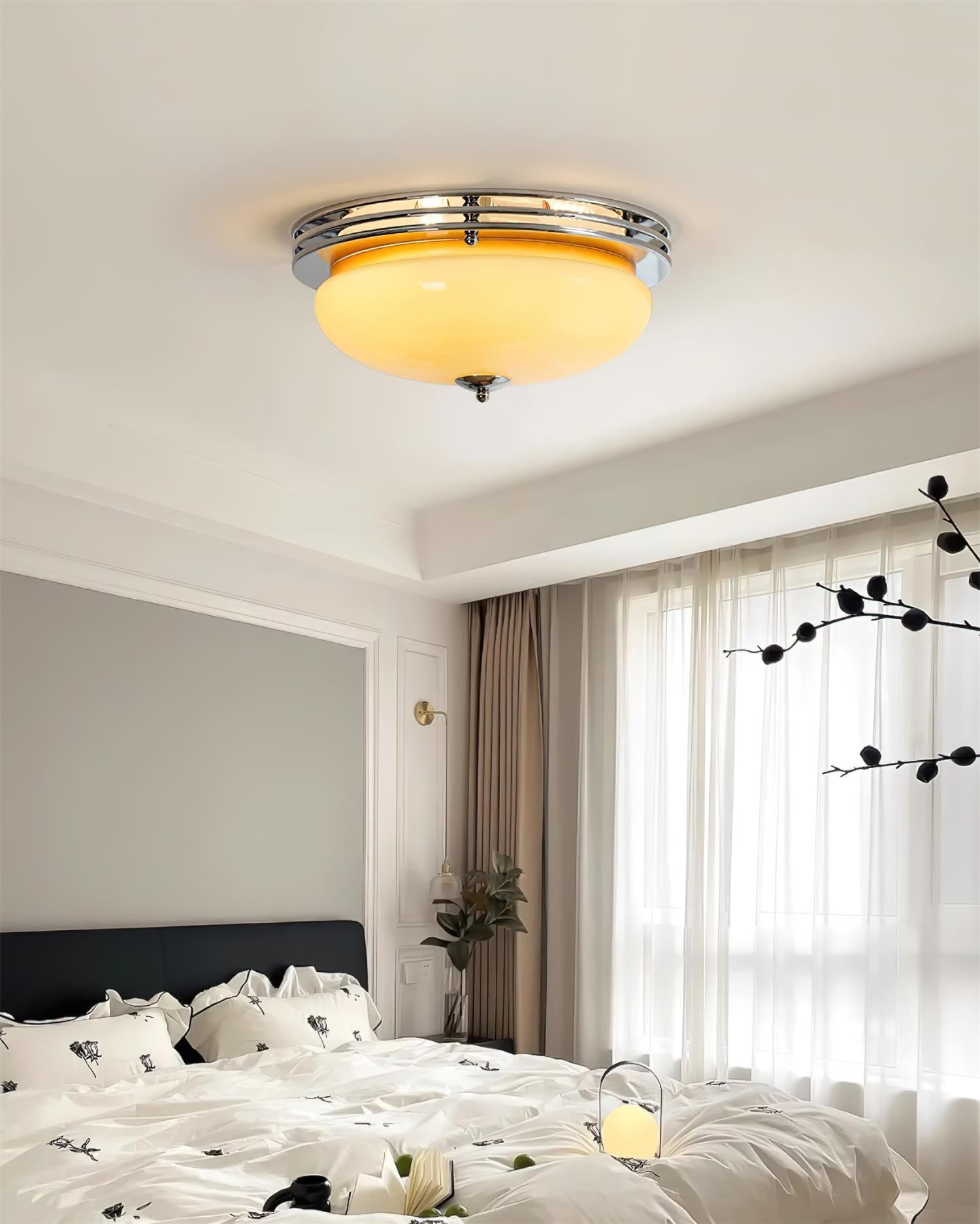 Ceiling Light Metal Canopy and Glass Shade Classic Round Modern - Neutralighting