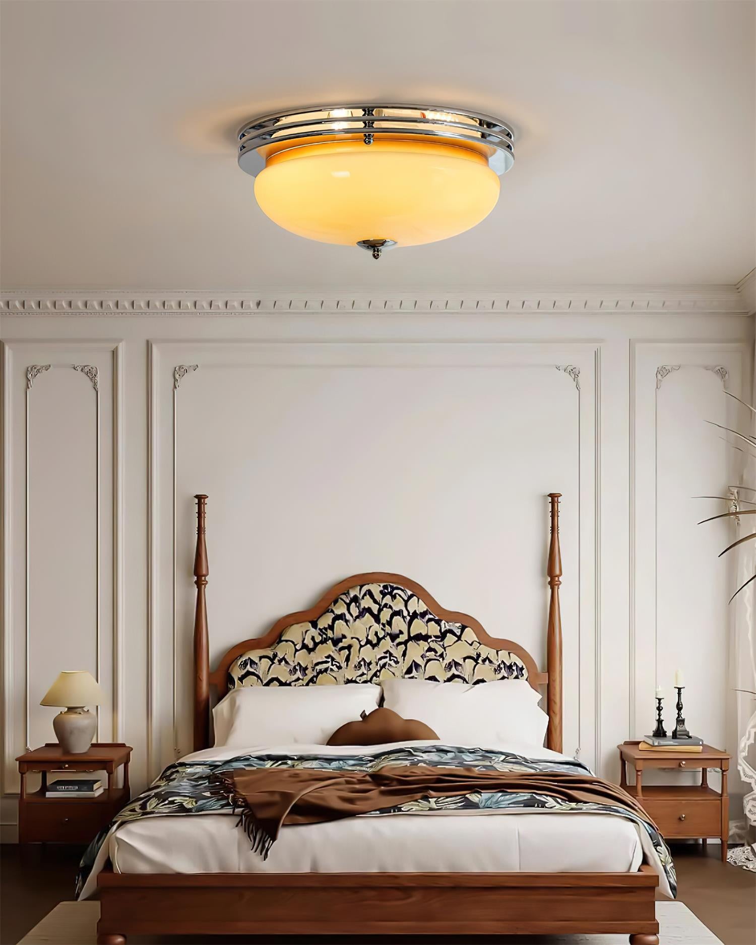 Ceiling Light Metal Canopy and Glass Shade Classic Round Modern - Neutralighting