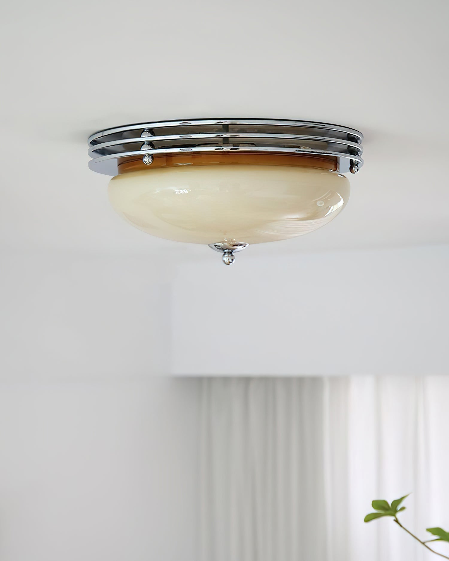 Ceiling Light Metal Canopy and Glass Shade Classic Round Modern - Neutralighting