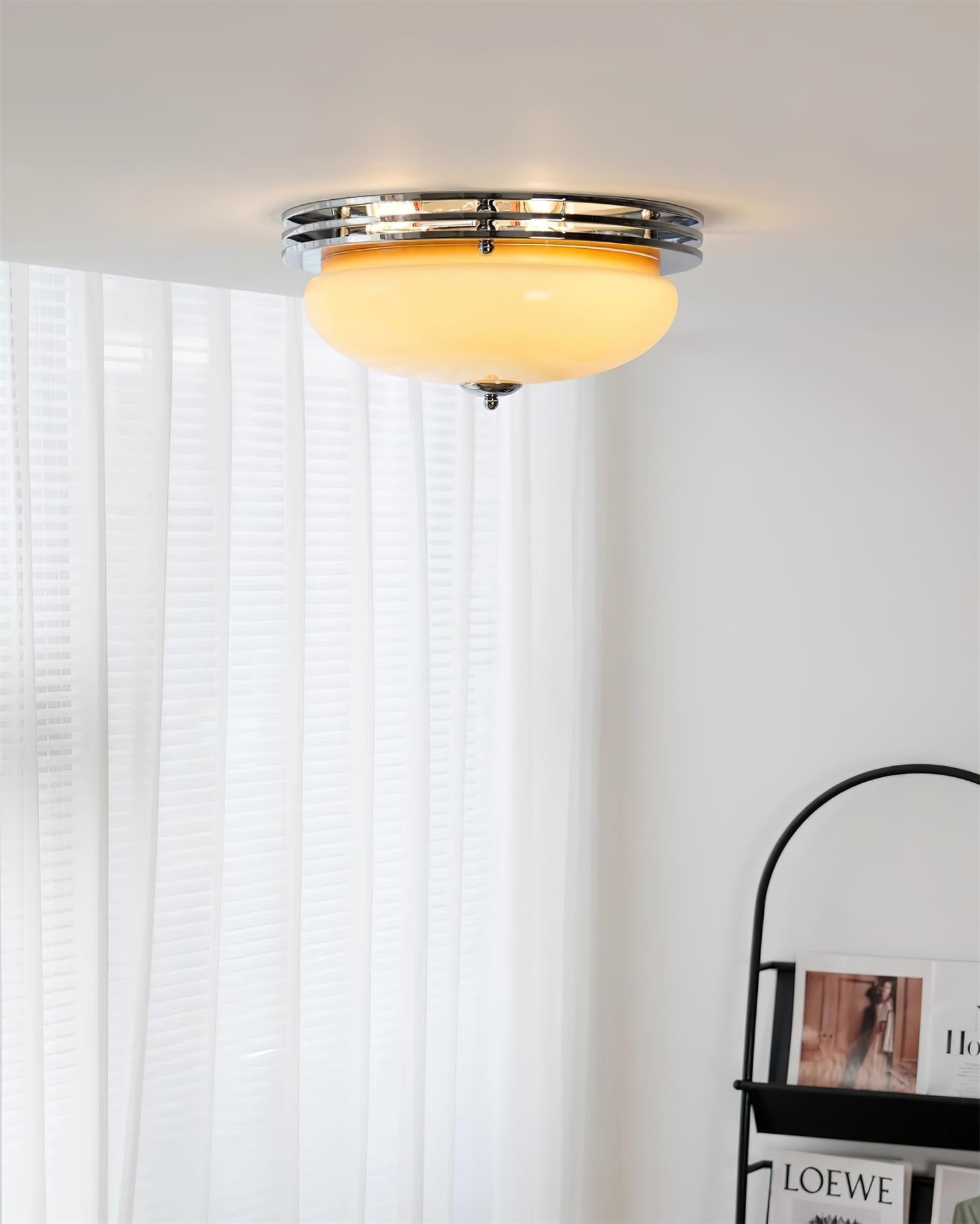 Ceiling Light Metal Canopy and Glass Shade Classic Round Modern - Neutralighting