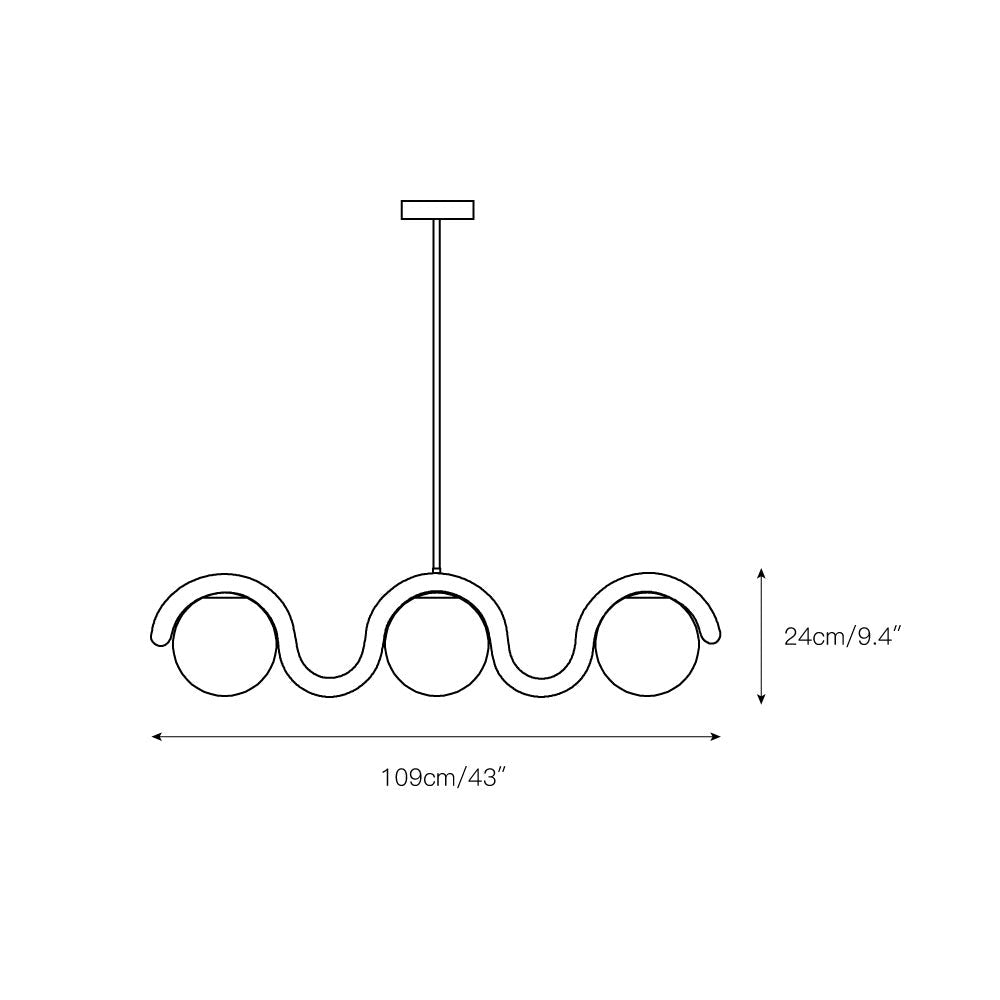 Uveta Linear Chandelier Red&Silver