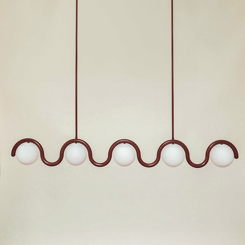 Uveta Linear Chandelier Red&Silver
