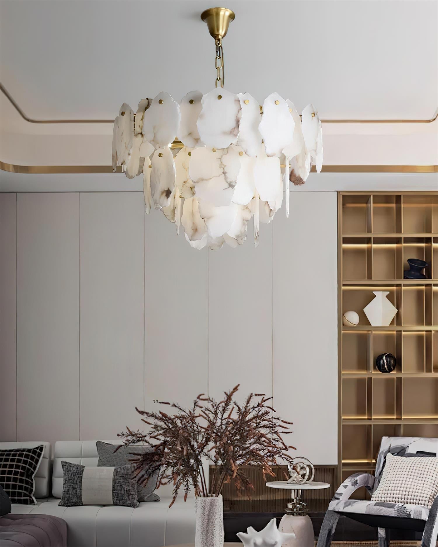 Leon Alabaster Chandelier Layered Stone Slices - Neutralighting