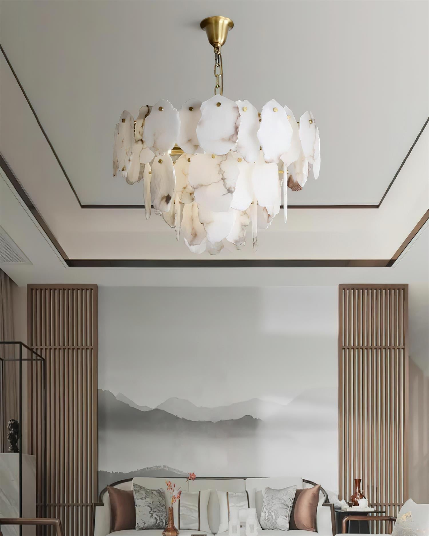 Leon Alabaster Chandelier Layered Stone Slices - Neutralighting