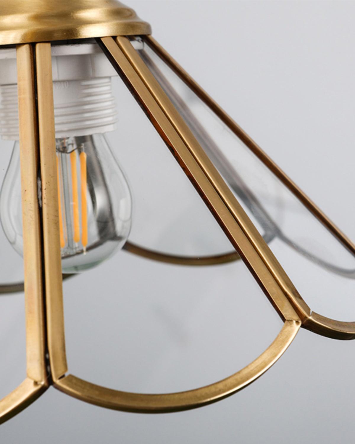 Pendant Lamp Textured Blue Glass Scalloped Brass - Neutralighting