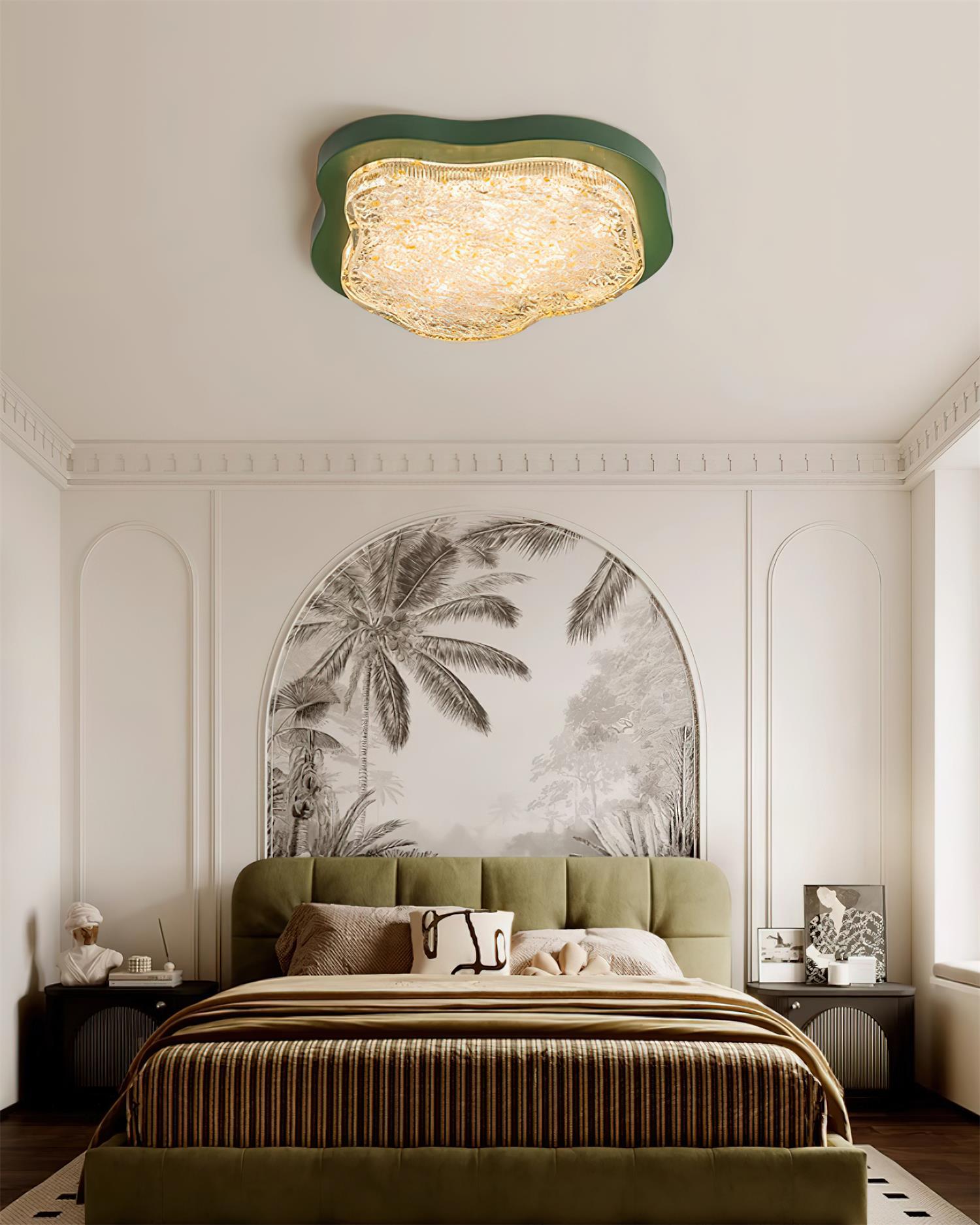 Ceiling Light Irregular Shape Resin Gold Leaf Modern Artistic Green - Neutralighting
