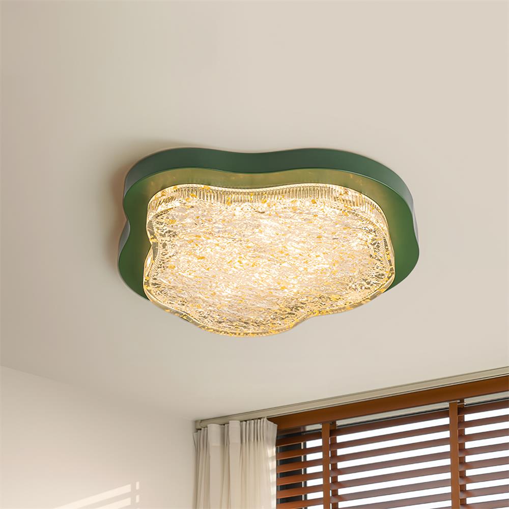 Ceiling Light Irregular Shape Resin Gold Leaf Modern Artistic Green - Neutralighting