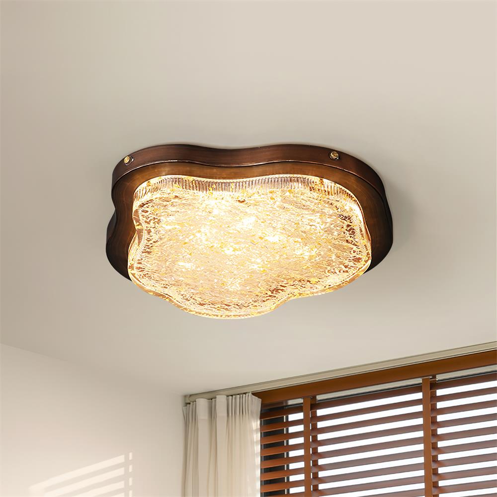 Ceiling Light Irregular Shape Resin Gold Leaf Modern Artistic Green - Neutralighting