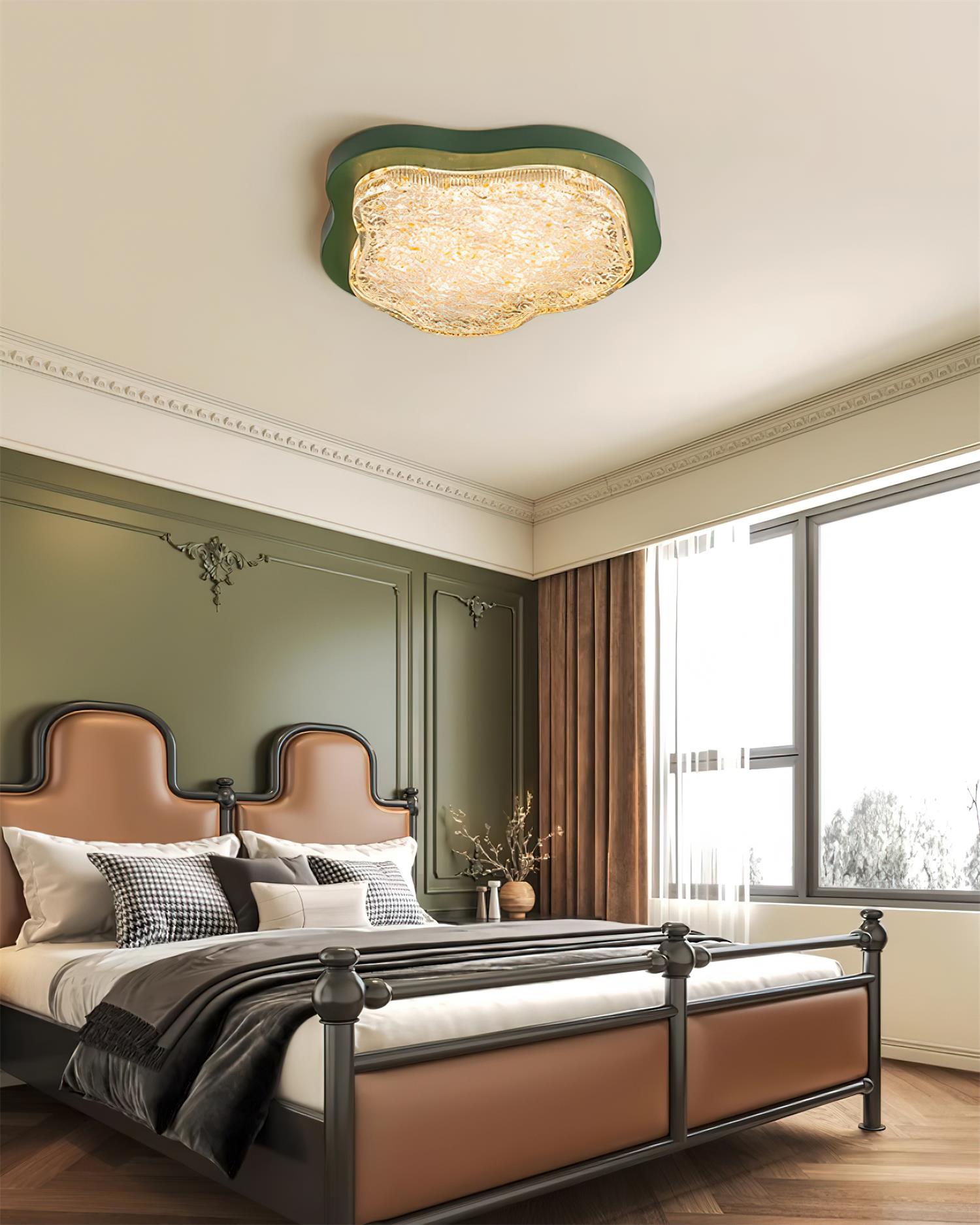Ceiling Light Irregular Shape Resin Gold Leaf Modern Artistic Green - Neutralighting
