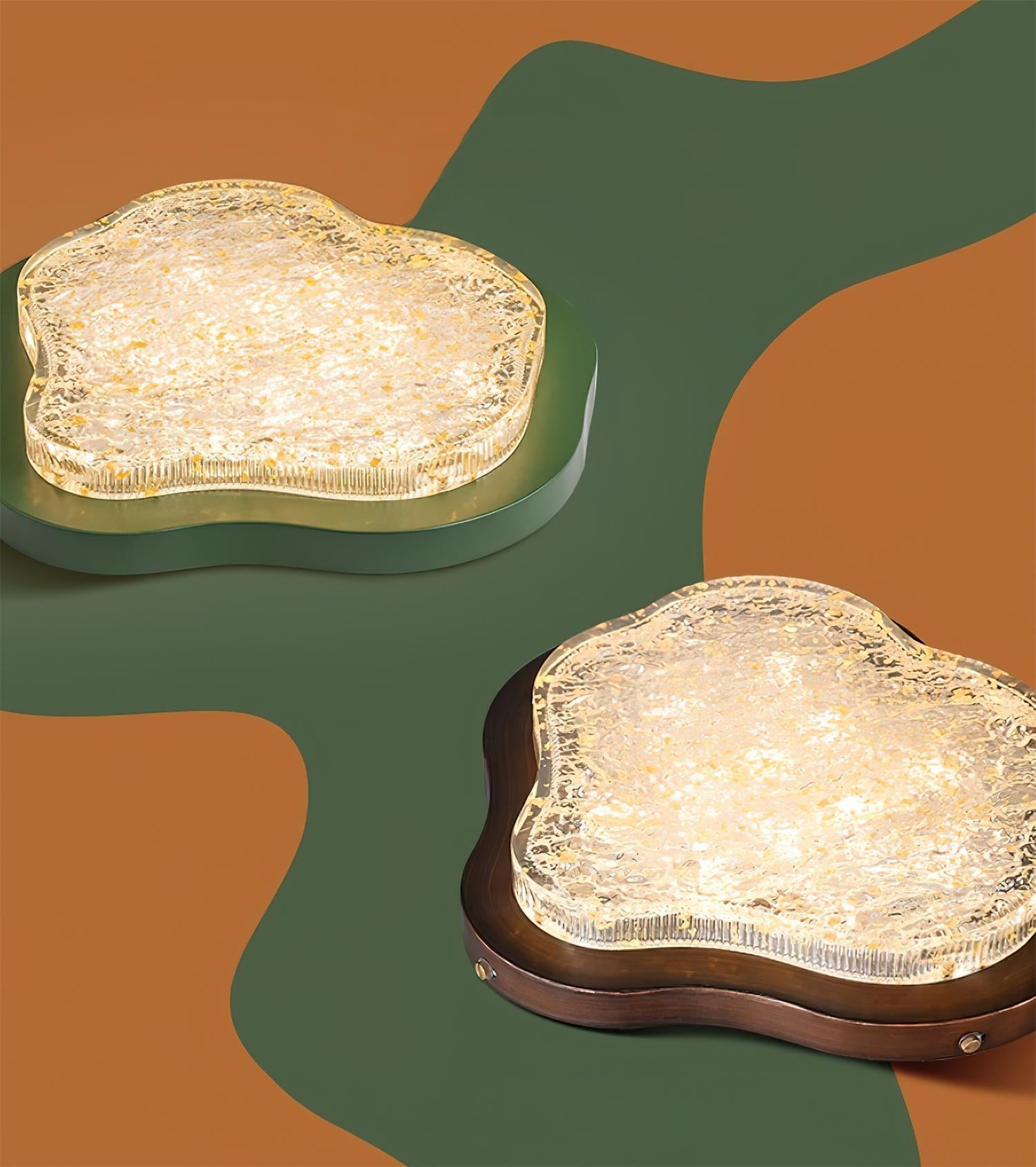 Ceiling Light Irregular Shape Resin Gold Leaf Modern Artistic Green - Neutralighting