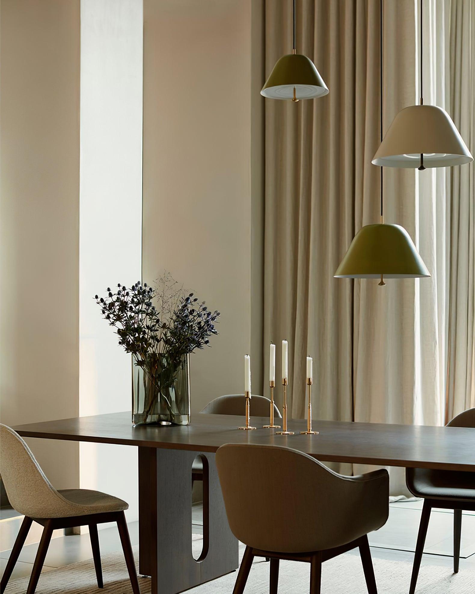 Pendant Lamp Modern Metal Shade in Green and White Minimalist - Neutralighting