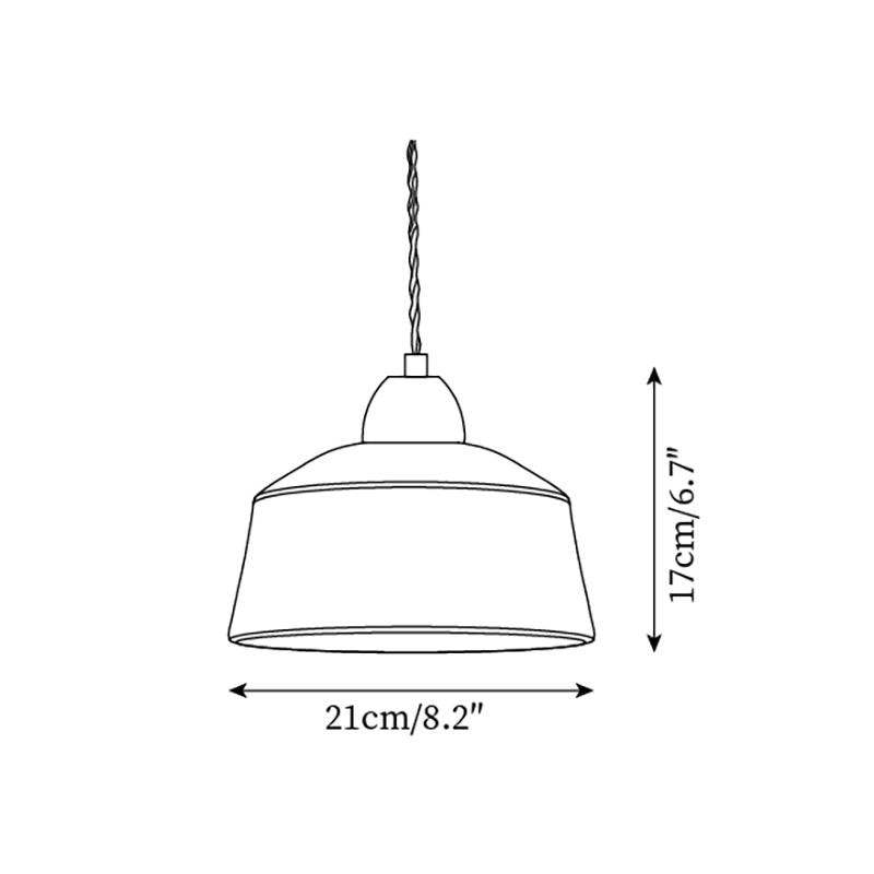 Pendant Lamp Textured Ceramic Drum Walnut Wood Retro - Neutralighting