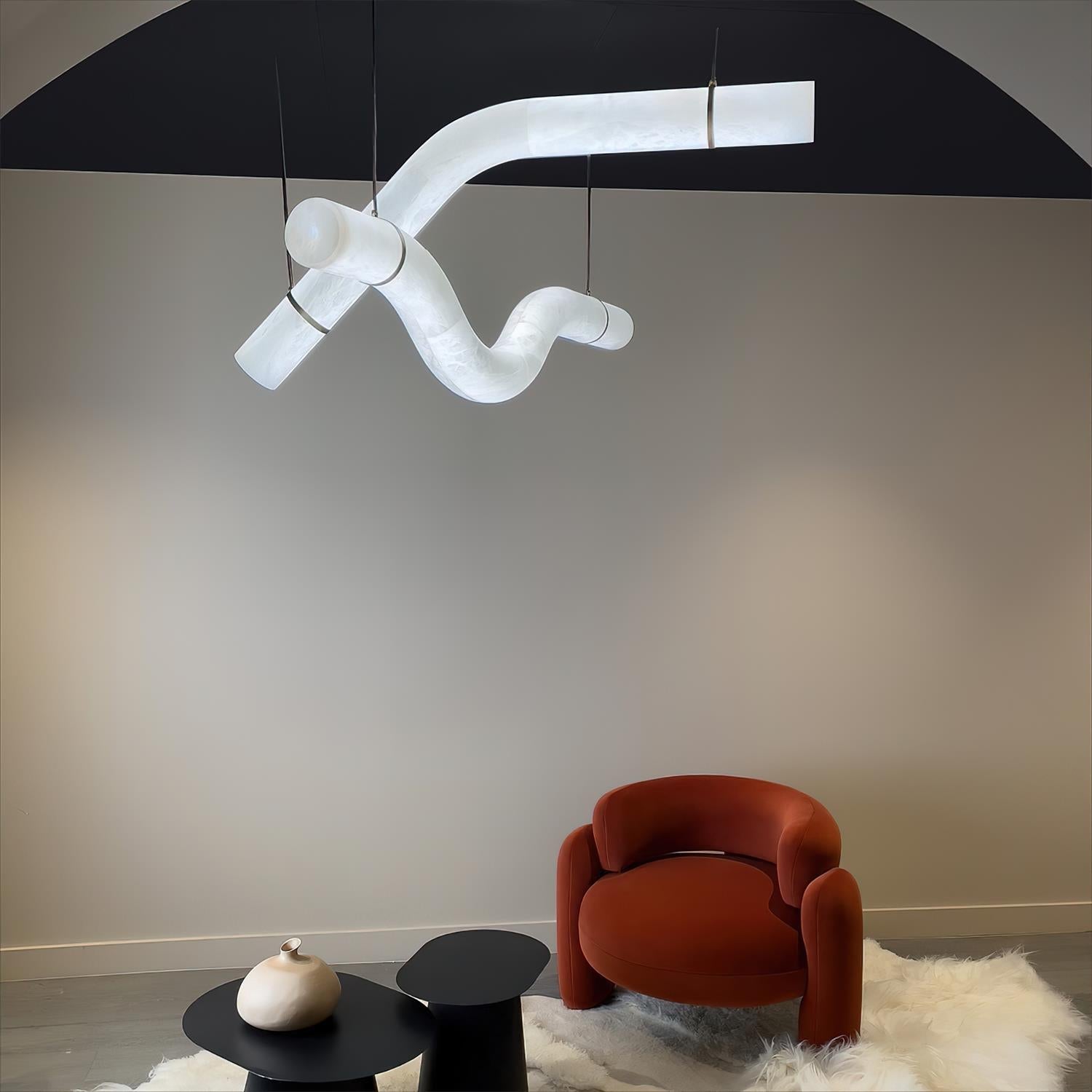 Liberty Chandelier Curved Alabaster Ribbon Silhouette - Neutralighting