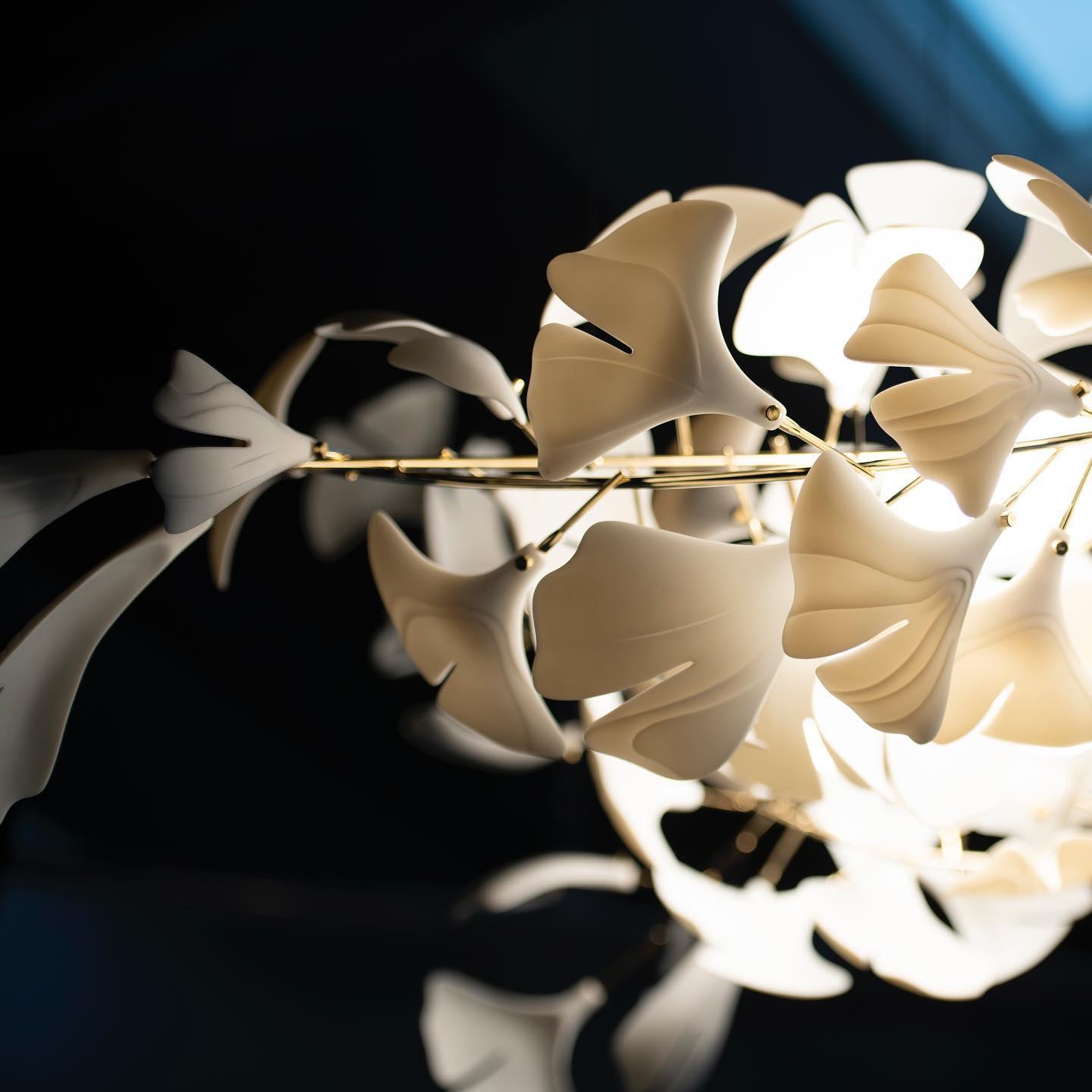 Olivia Ceramic Gingko Leaf Chandelier Organic Curves - Letslighting