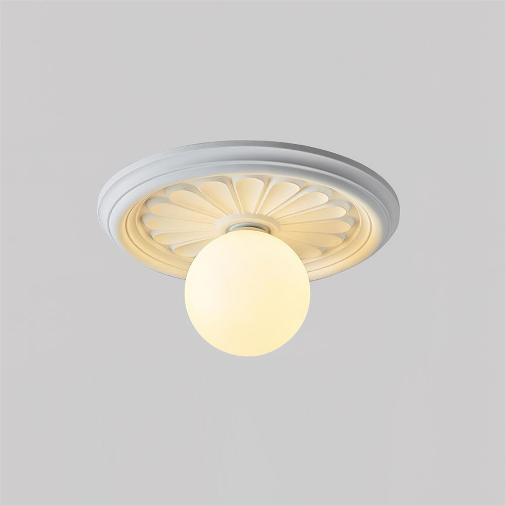 Ivorelle Vintage Carved Ceiling Light with Globe Shade - Neutralighting